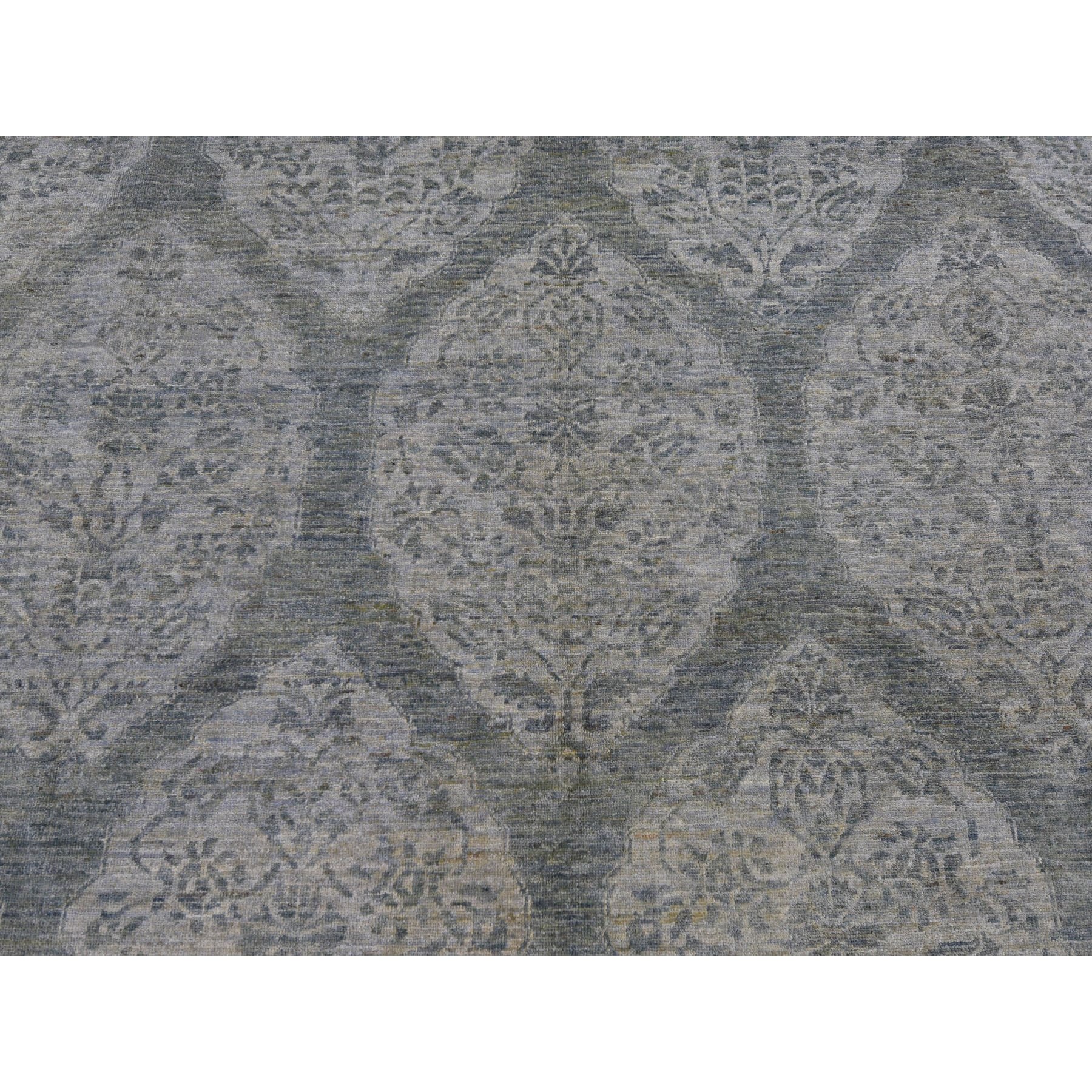 8-1 x9-10  Gray Peshawar With Mughal Design Pure Wool Hand Knotted Oriental Rug 