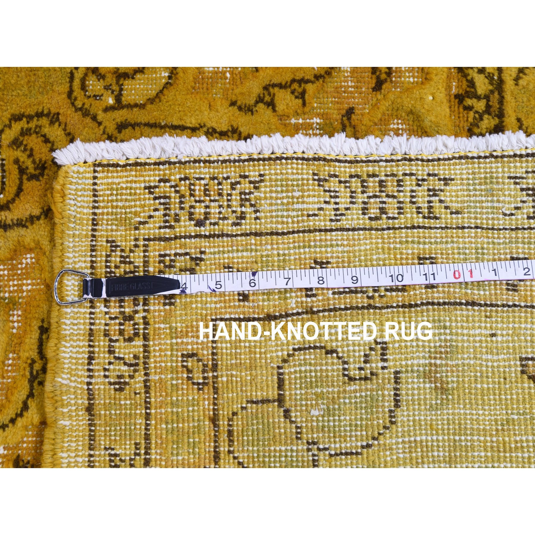 8-6 x12-3  Yellow Overdyed Turkish Sivas Hi-Lo Pile Pure Wool Hand Knotted Oriental Rug 