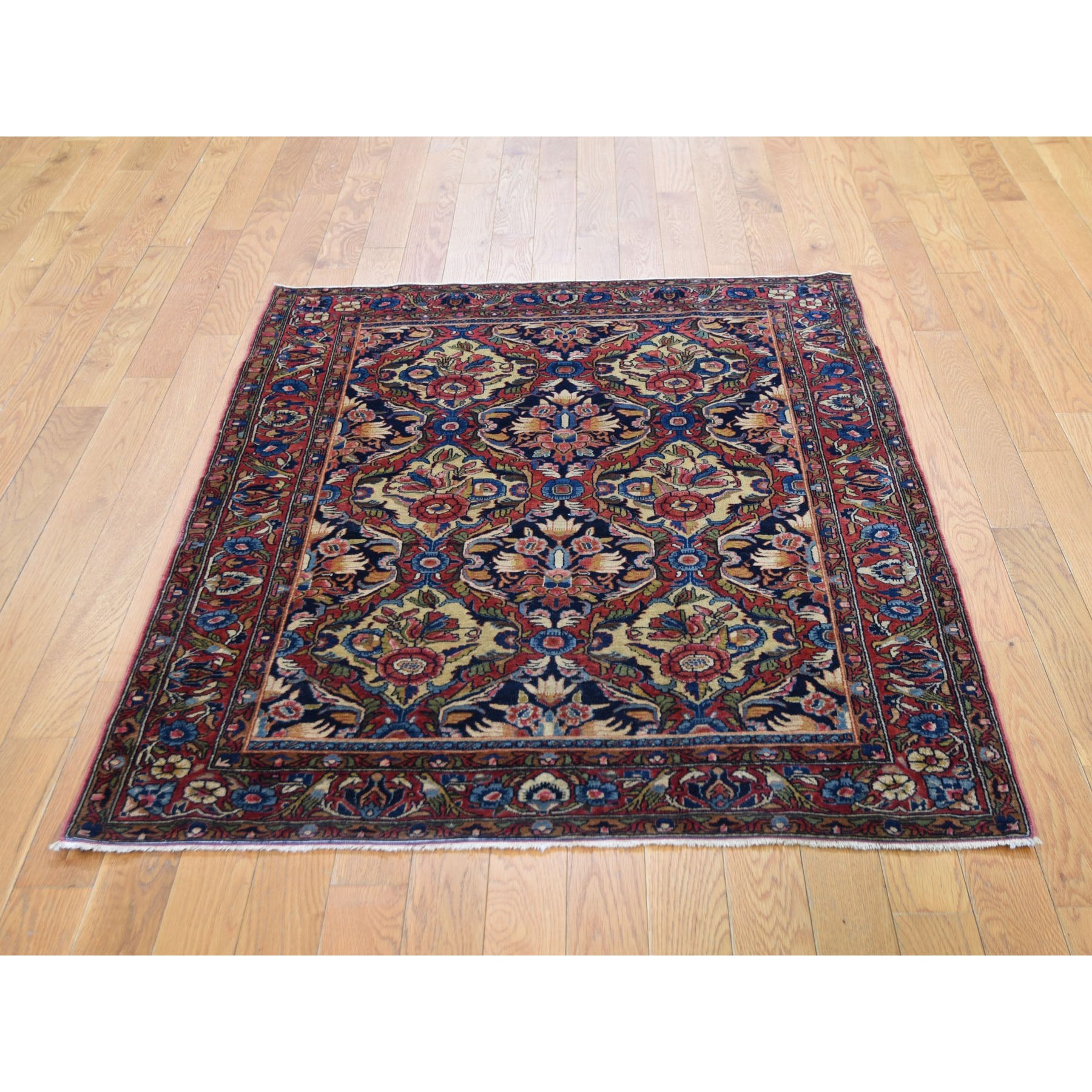 3-4 x4-10  Red Antique Persian Sarouk Exc Condition Soft Full Pile Hand Knotted Oriental Rug 