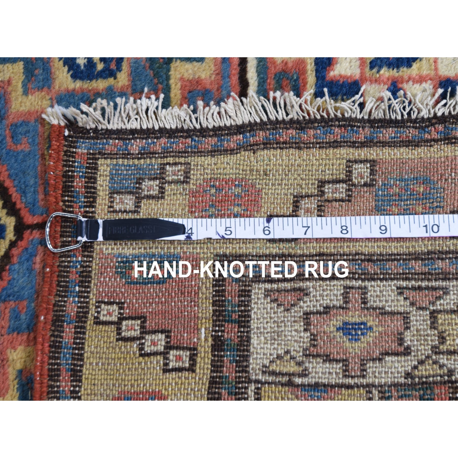 3-x12-4  Brown Antique Caucasian Kazak Double Medallion Runner Hand Knotted Oriental Rug 
