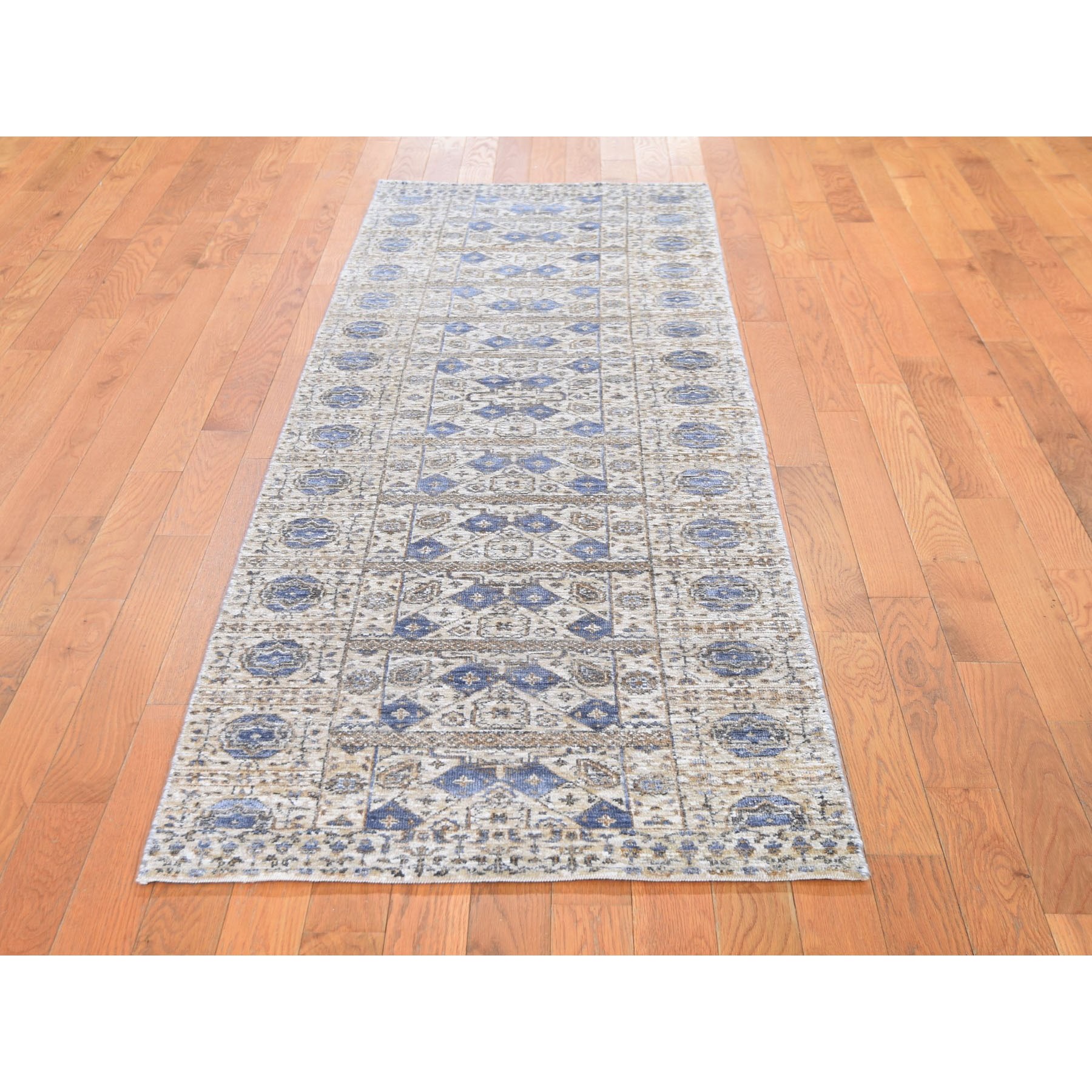 2-6 x8-2  Silk With Textured Wool Mamluk Design Runner Hand knotted Rug 