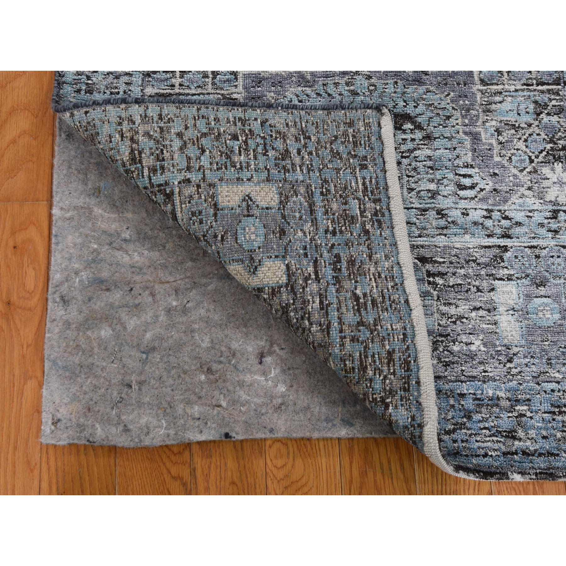 2-5 x6- Silk With Textured Wool Hi-Low Pile Mamluk Design Runner Hand Knotted Oriental Rug 