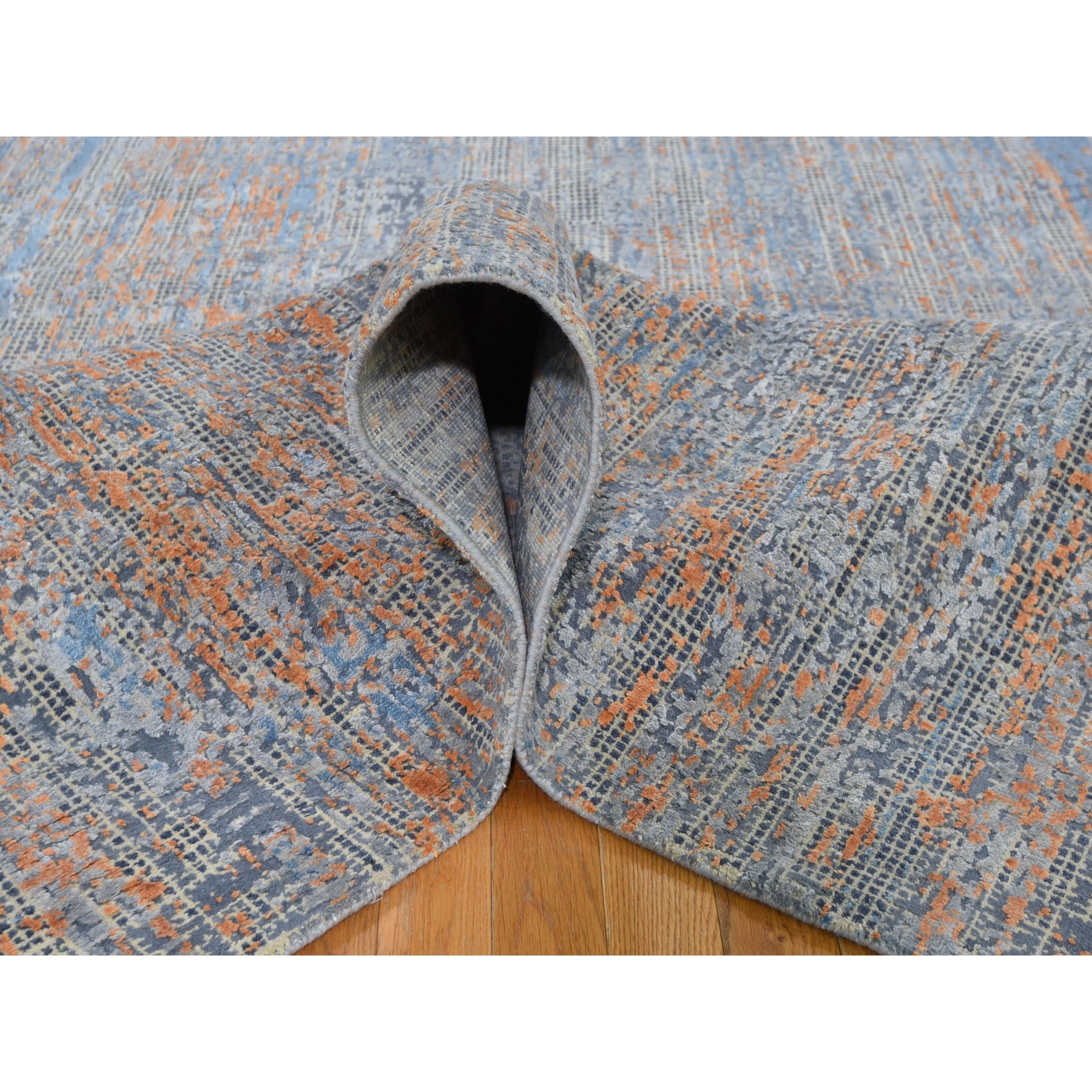8-10 x12-2  Water Dripping Design Silk With Textured Wool Hand Knotted Oriental Rug 