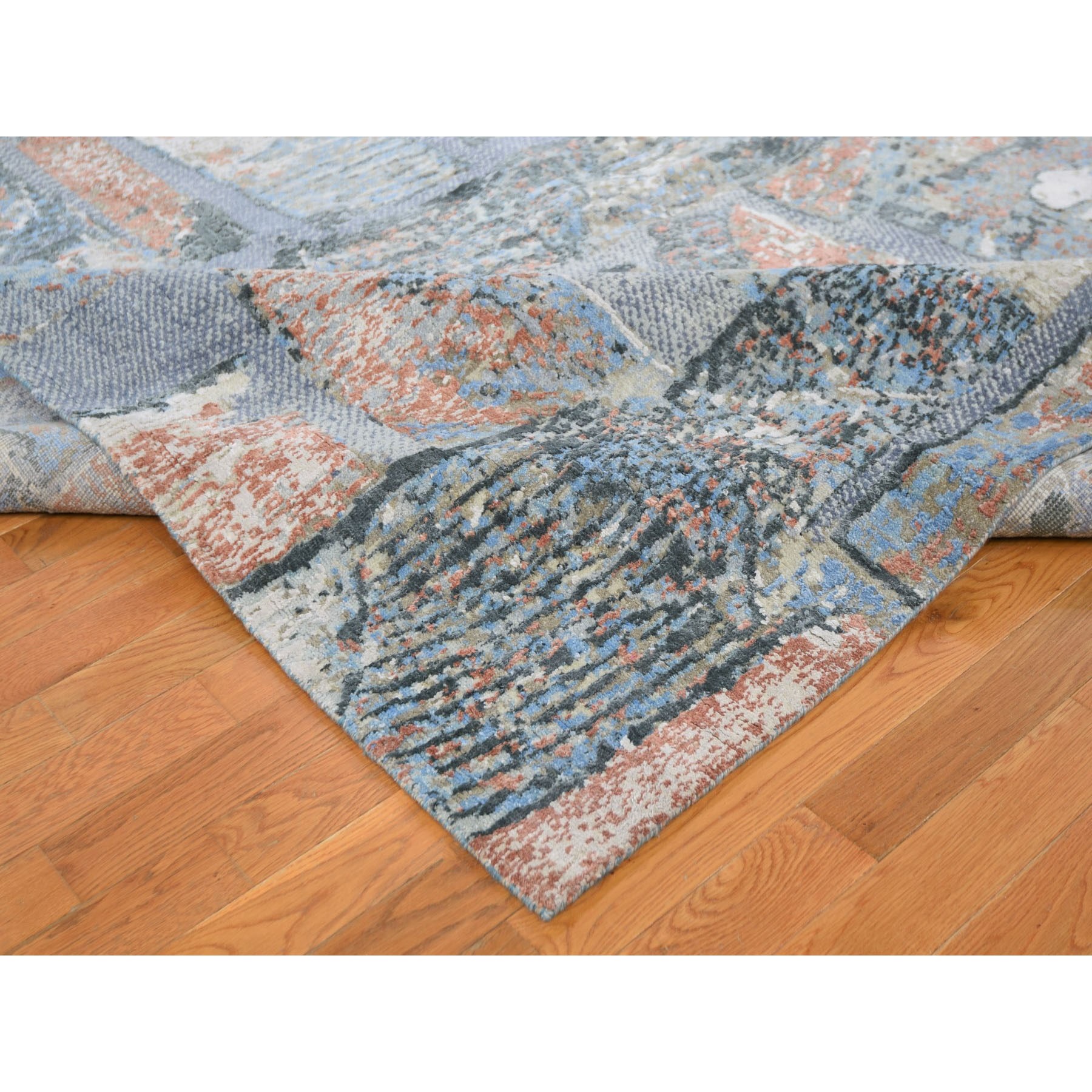 9-x12-2  Brick Design Modern Thick and Plush Hand Knotted Oriental Rug 