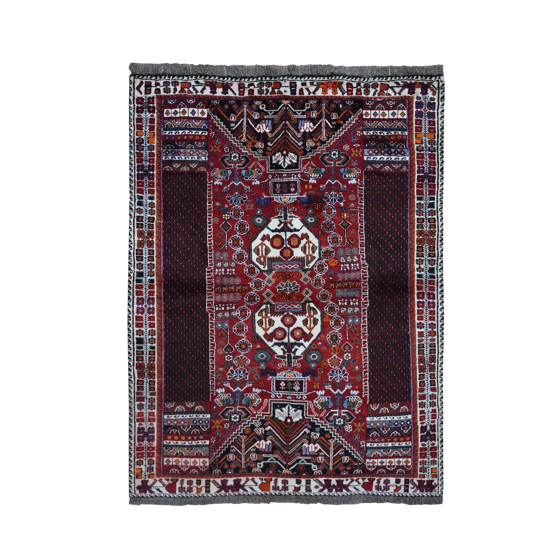 4'5"X6'5" Rust Red New Persian Shiraz Vase Design Full Pile Hand Knotted Oriental Rug moad9a0b