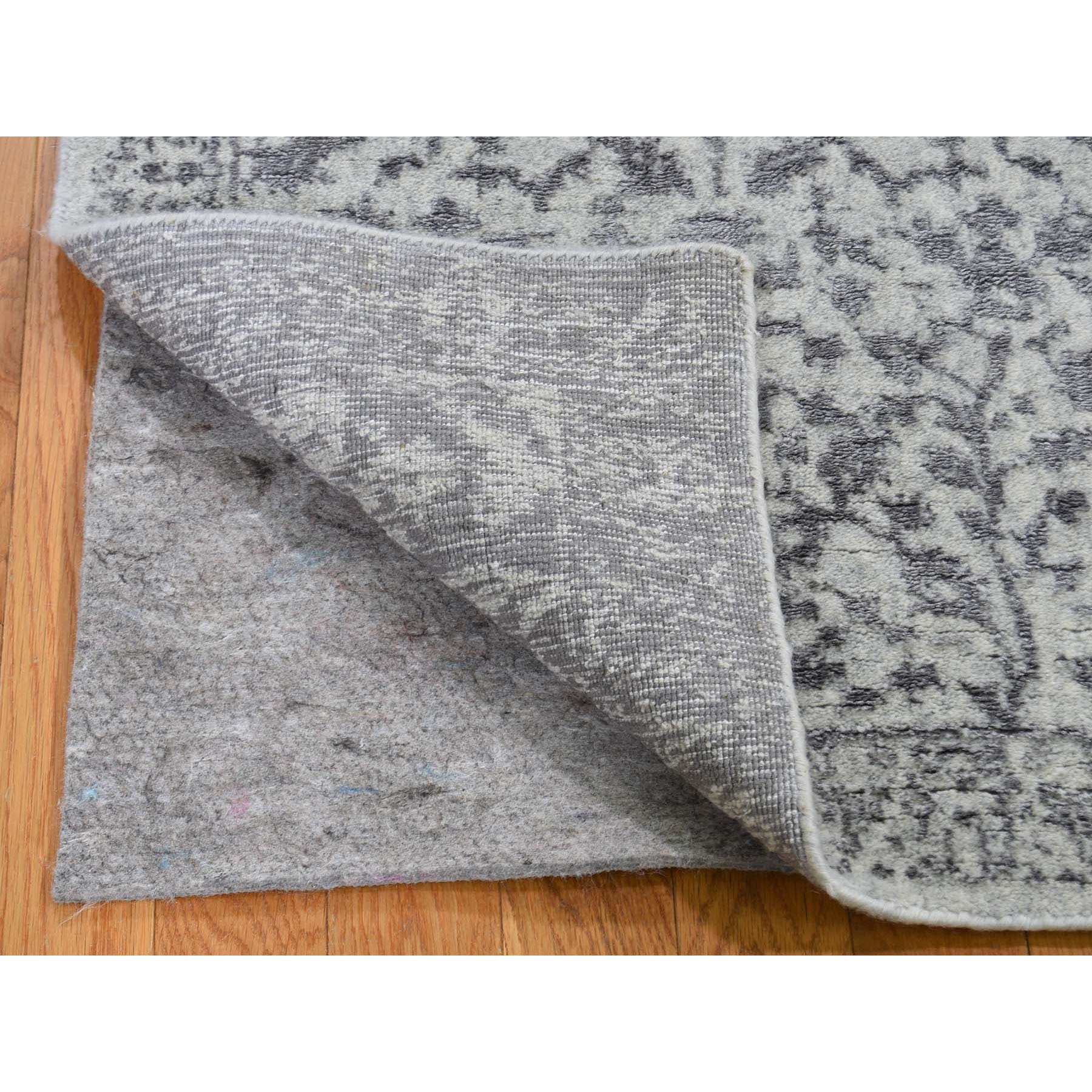 2-5 x8-2  Jacquard Hand-Loomed Gray Broken Cypress Tree Design Silken Thick And Plush Runner Oriental Rug 