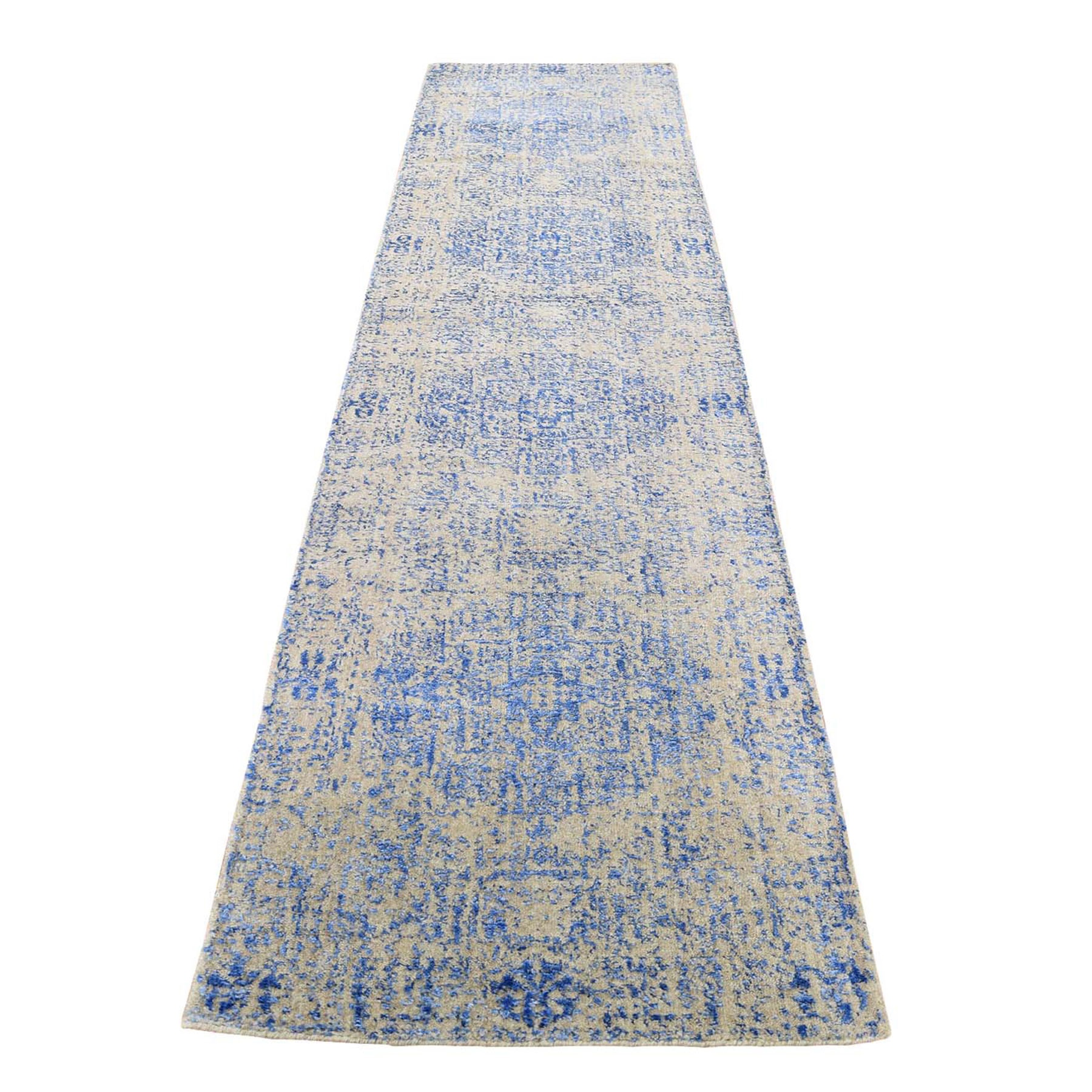 2'5"X10' Wool And Silk Mamluk Design Jacquard Hand Loomed Runner Oriental Rug moad9aab