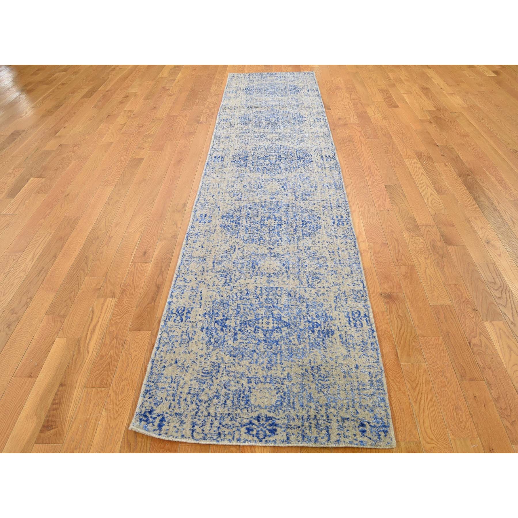 2-5 x12- Wool And Silk Mamluk Design Jacquard Hand Loomed Runner Oriental Rug 