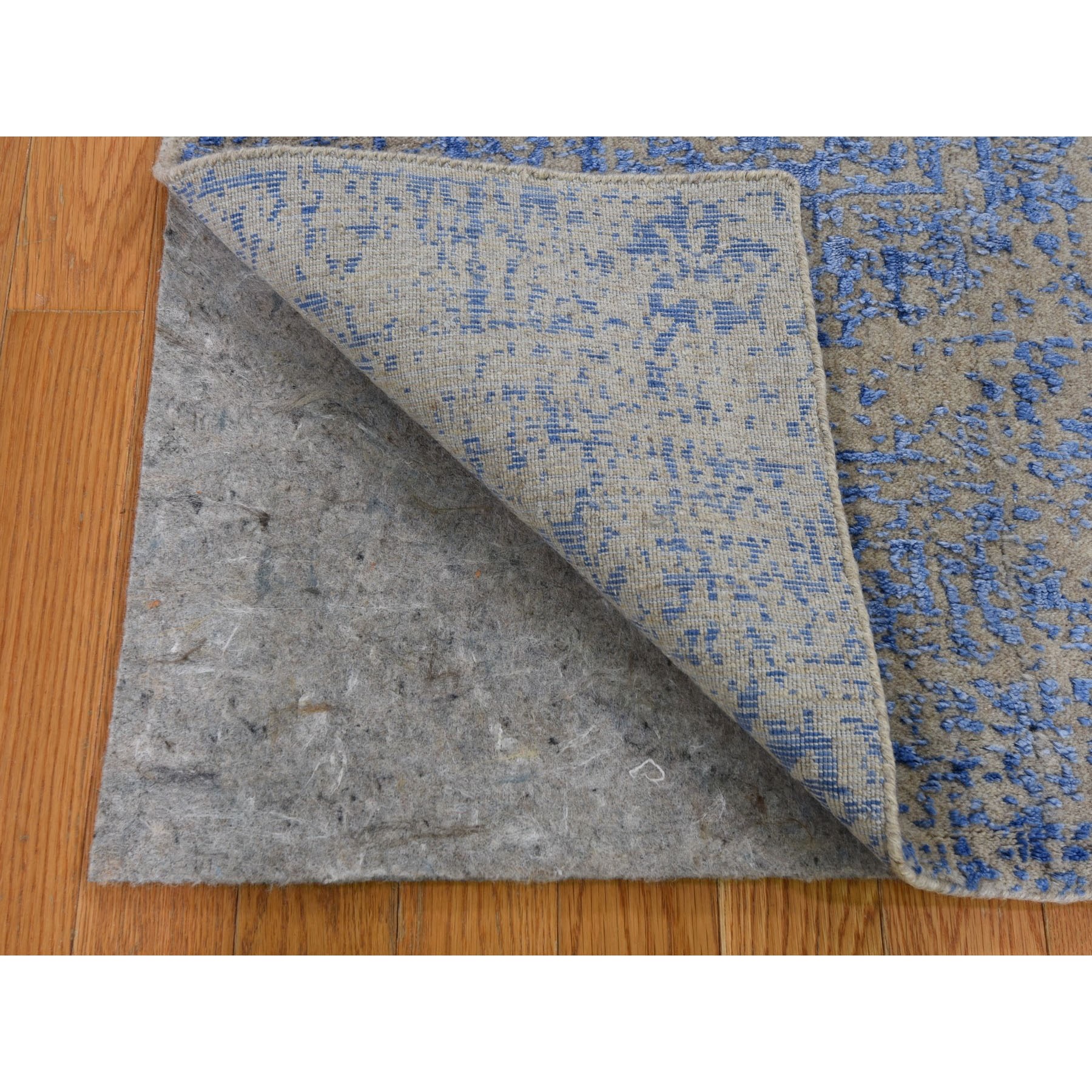2-5 x6- Blue Fine jacquard Mamluk Design Hand loomed Wool And Art Silk Runner Oriental Rug 