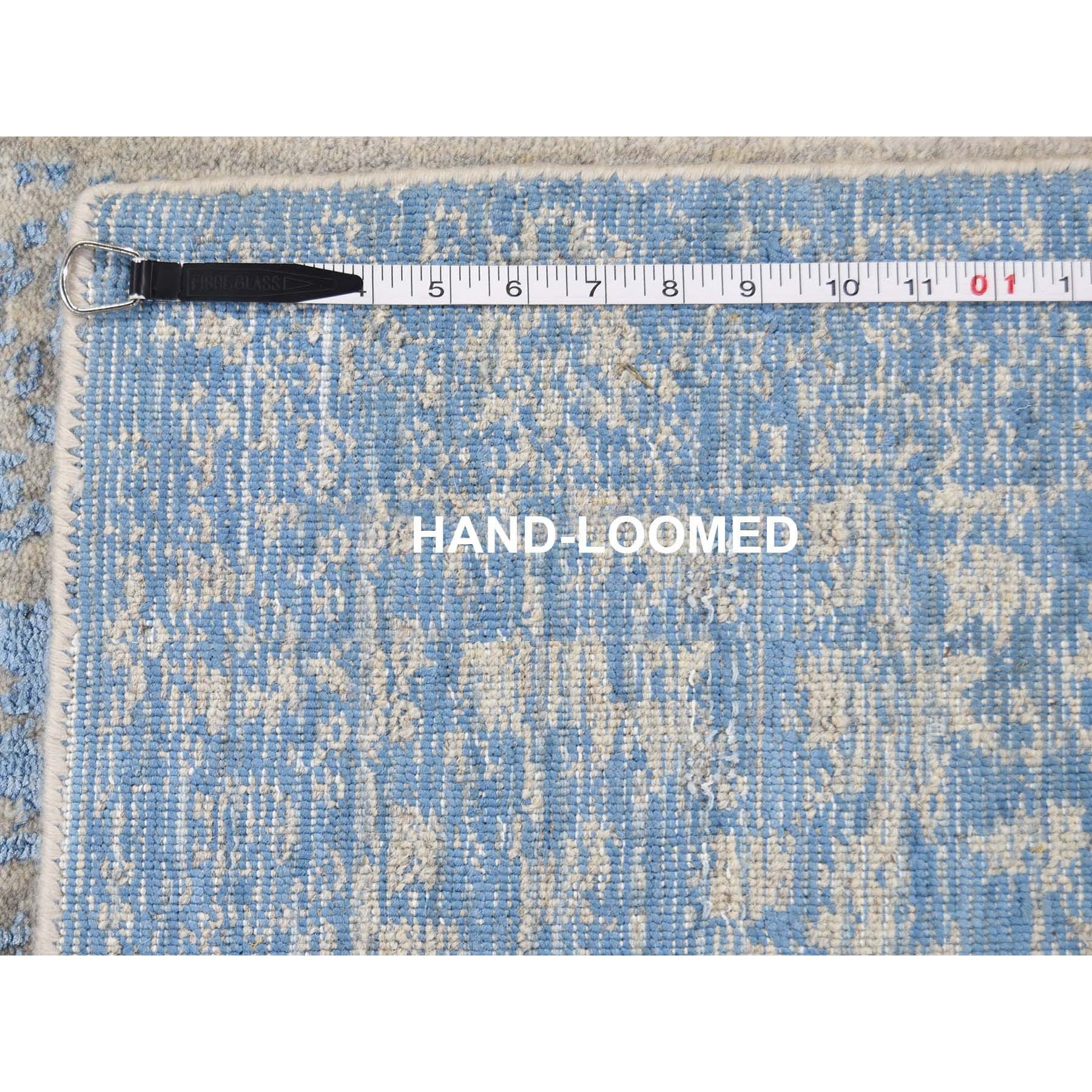 2-5 x6-2  Jacquard Hand Loomed Blue Broken Cypress Tree Design Silken Thick And Plush Runner Oriental Rug 