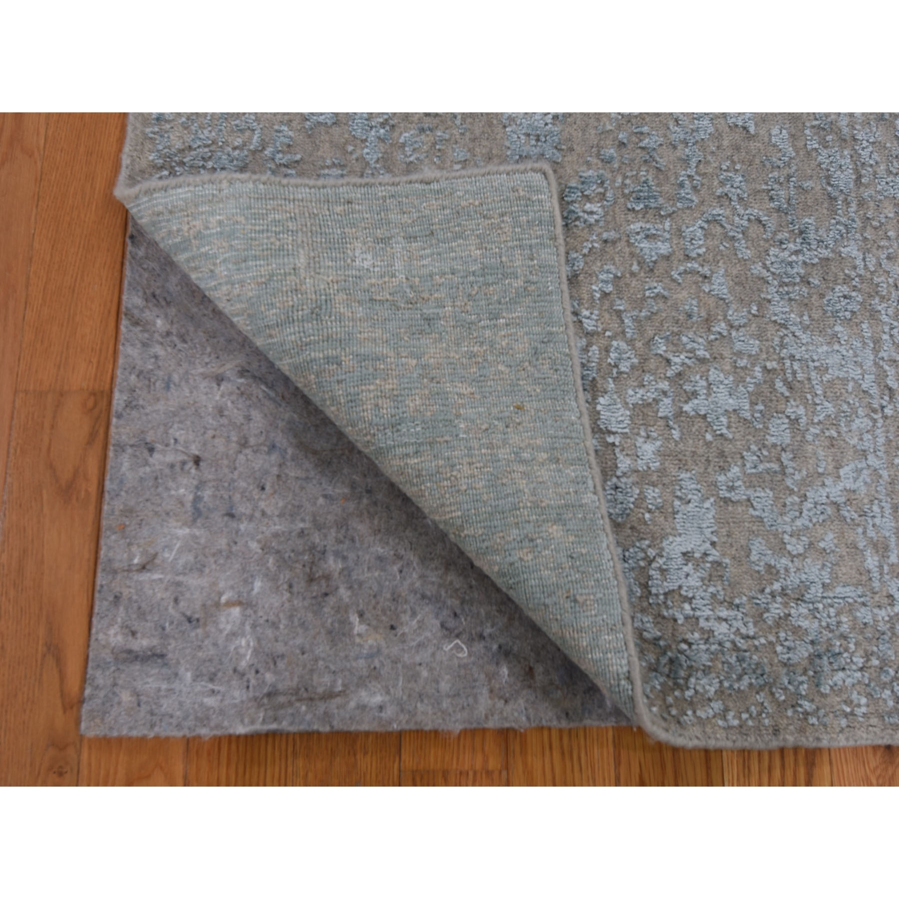 2-5 x6- Gray Jacquard Hand Loomed Wool And Art Silk Heriz Design Runner Oriental Rug 