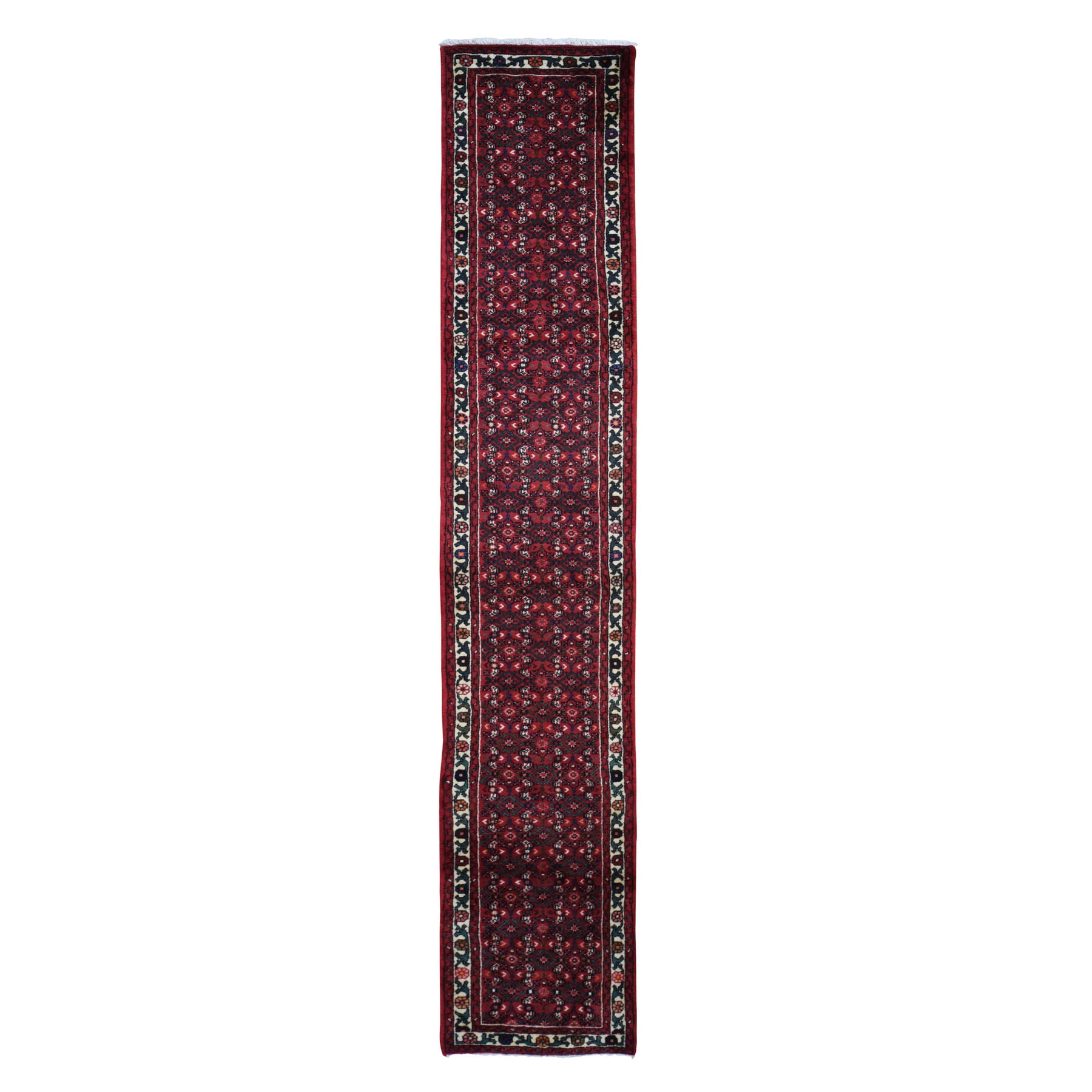 2'3"X12'9" Red New Persian Hamadan Pure Wool Narrow Runner Hand Knotted Oriental Rug moad9ad0