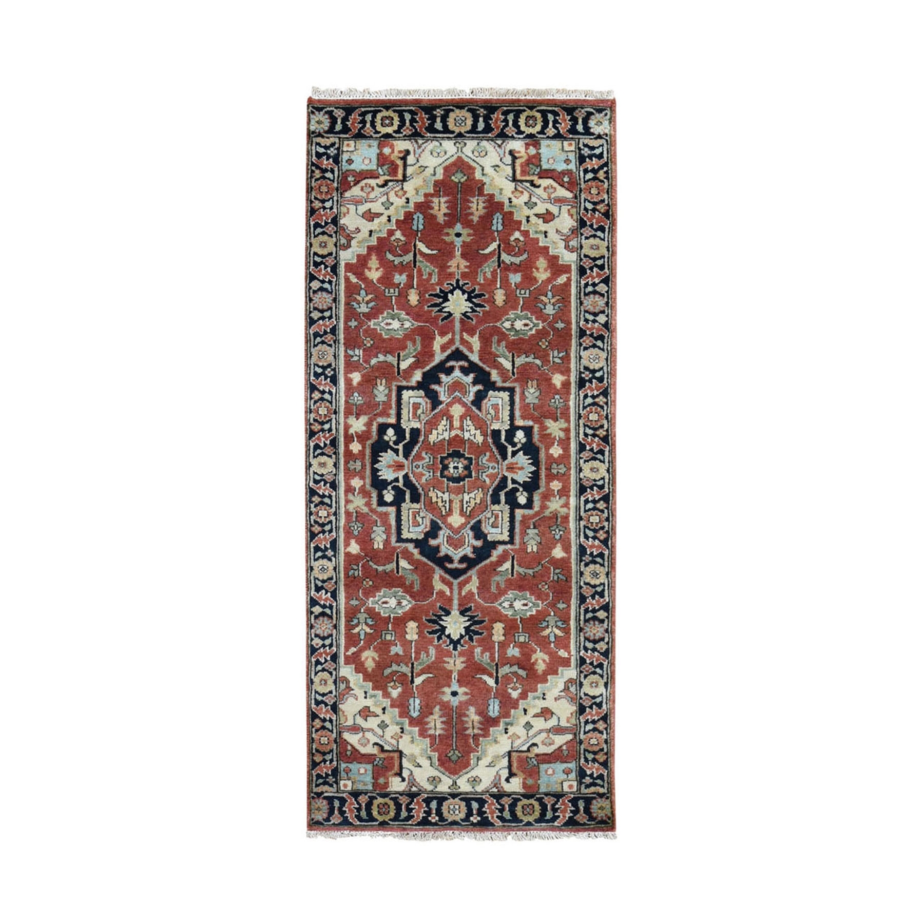 2-6 x6- Red Heriz Revival Pure Wool Hand Knotted Runner Oriental Rug 