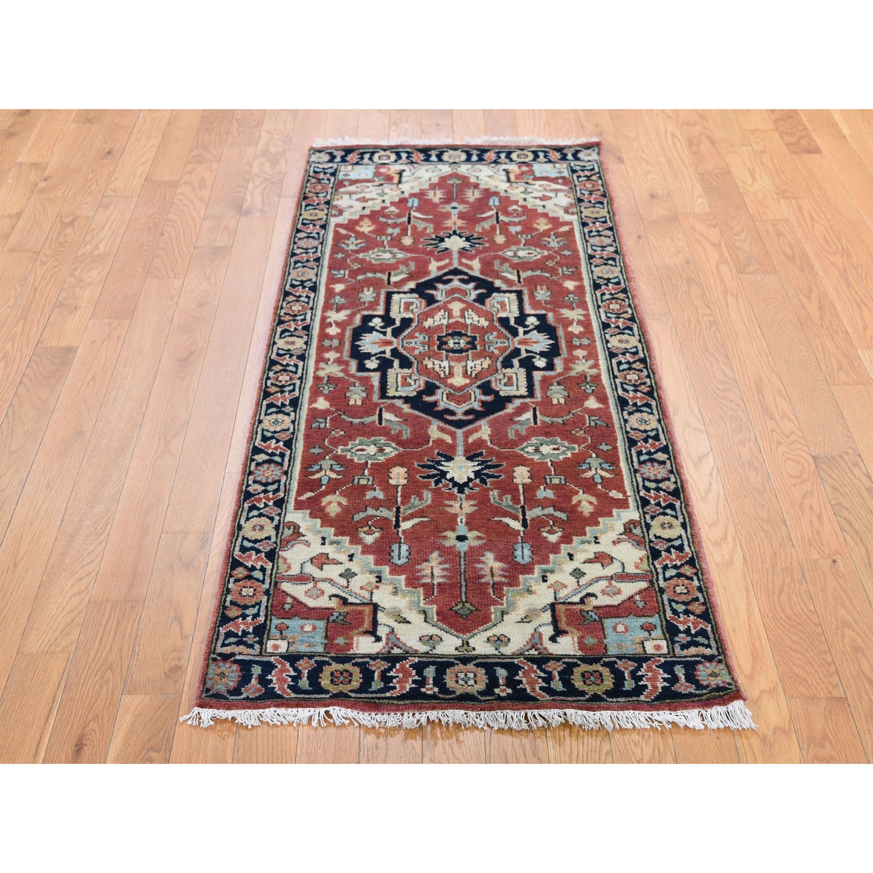 2-6 x6- Red Heriz Revival Pure Wool Hand Knotted Runner Oriental Rug 