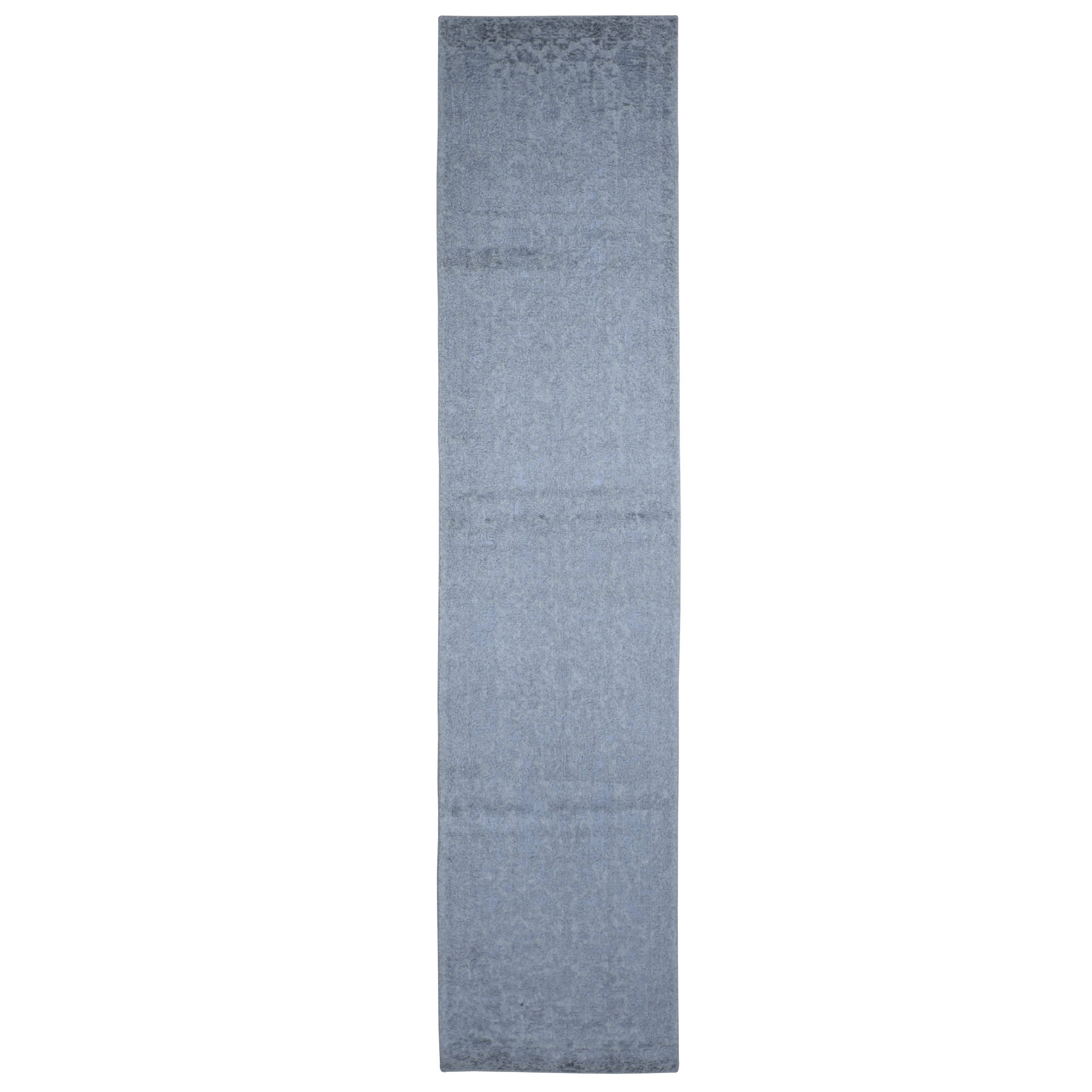2-6 x12- Jacquard Hand Loomed Gray Broken Cypress Tree Design Silken Thick And Plush Runner Oriental Rug 