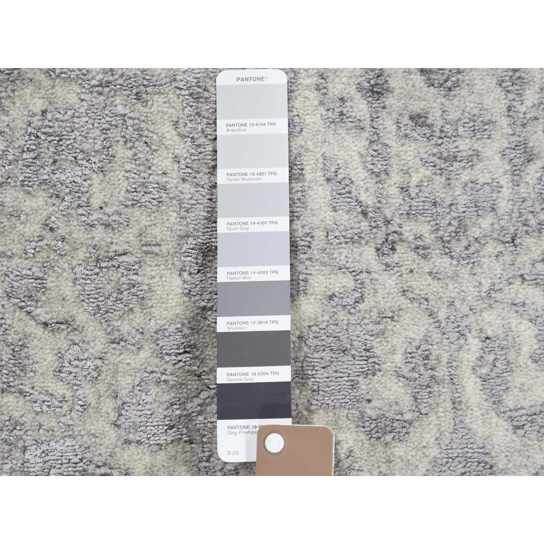 2-6 x12- Jacquard Hand Loomed Gray Broken Cypress Tree Design Silken Thick And Plush Runner Oriental Rug 