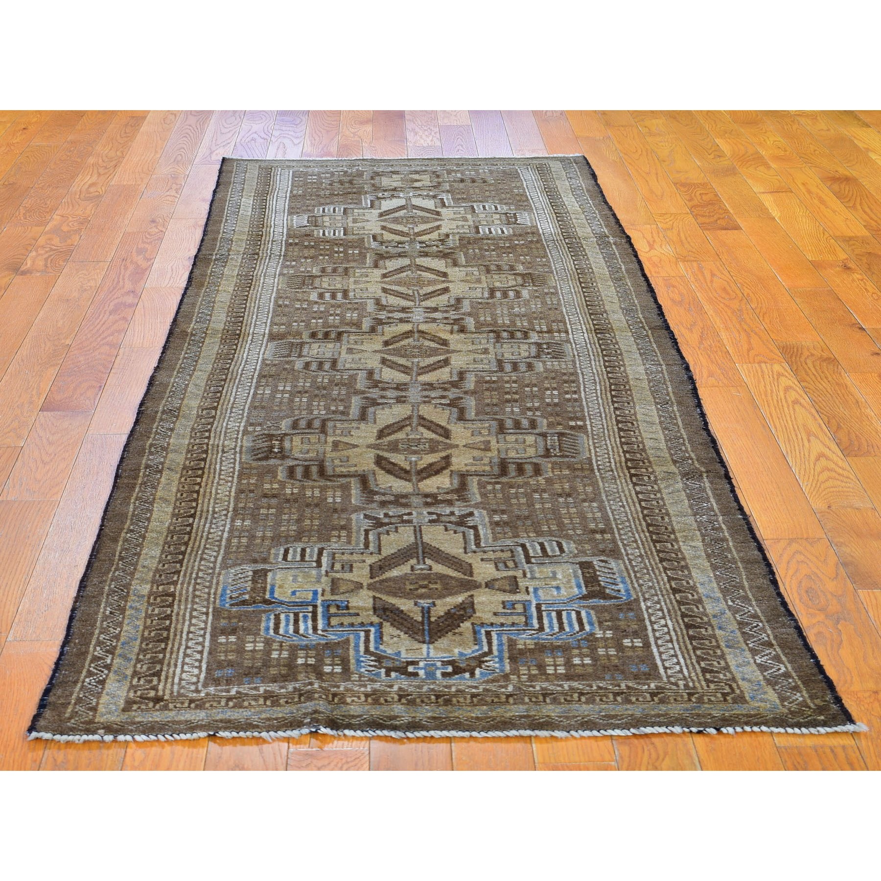 2-9 x9-4  Washed Out Afghan Baluch With Natural Colors Pure Wool Runner Hand Knotted Oriental Rug 