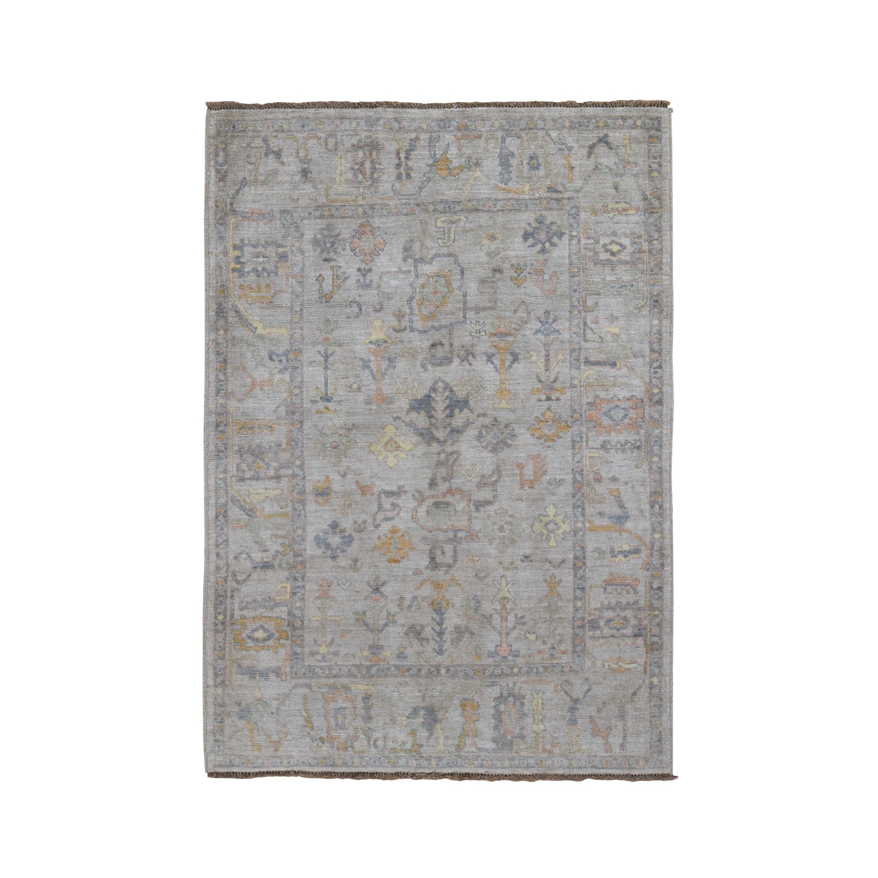 4'10"X6'9" Ivory Angora Oushak With Soft Velvety Wool Hand Knotted Oriental Rug moad9b00