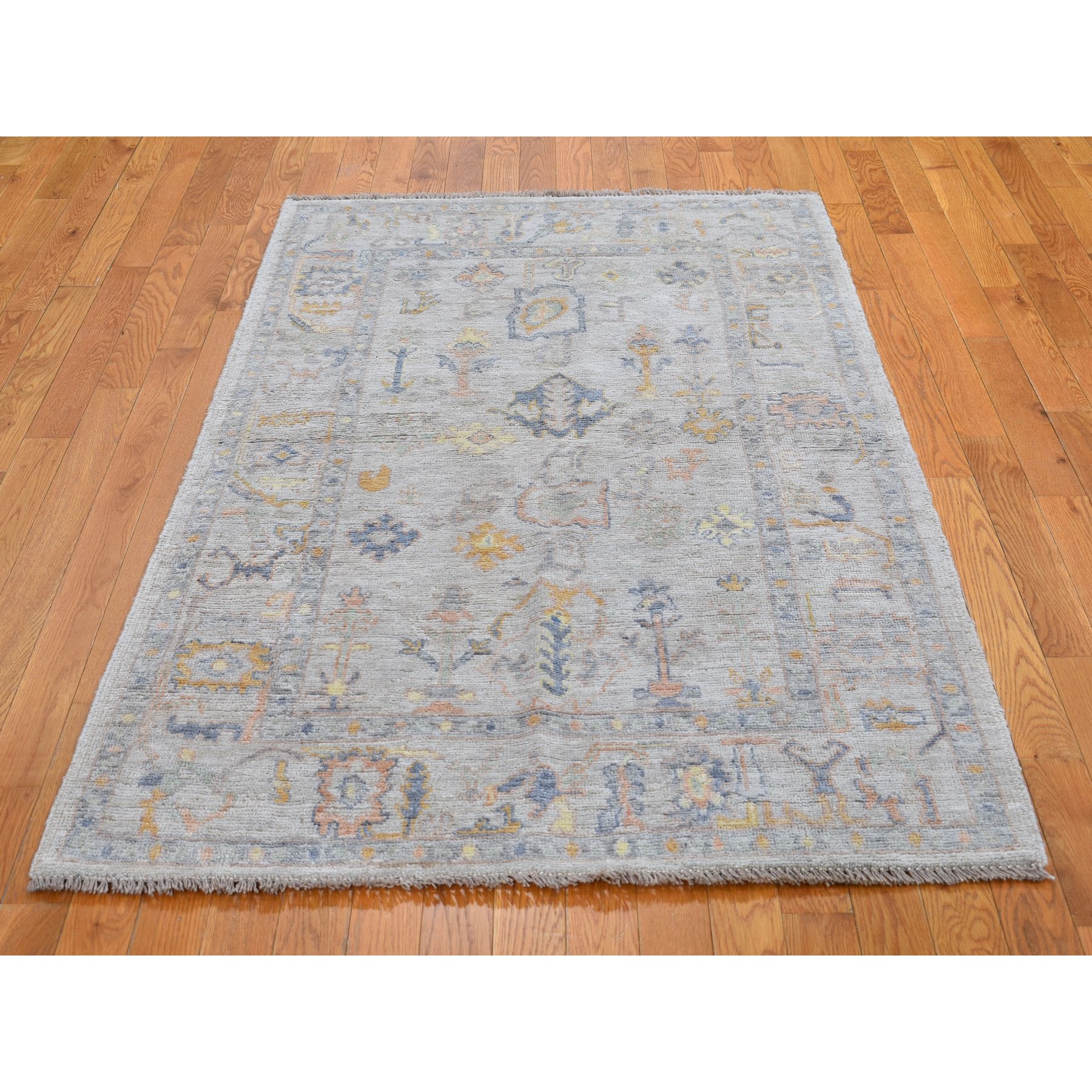 4-2 x6-  Ivory Angora Oushak With Soft Velvety Wool Hand Knotted Oriental Rug 