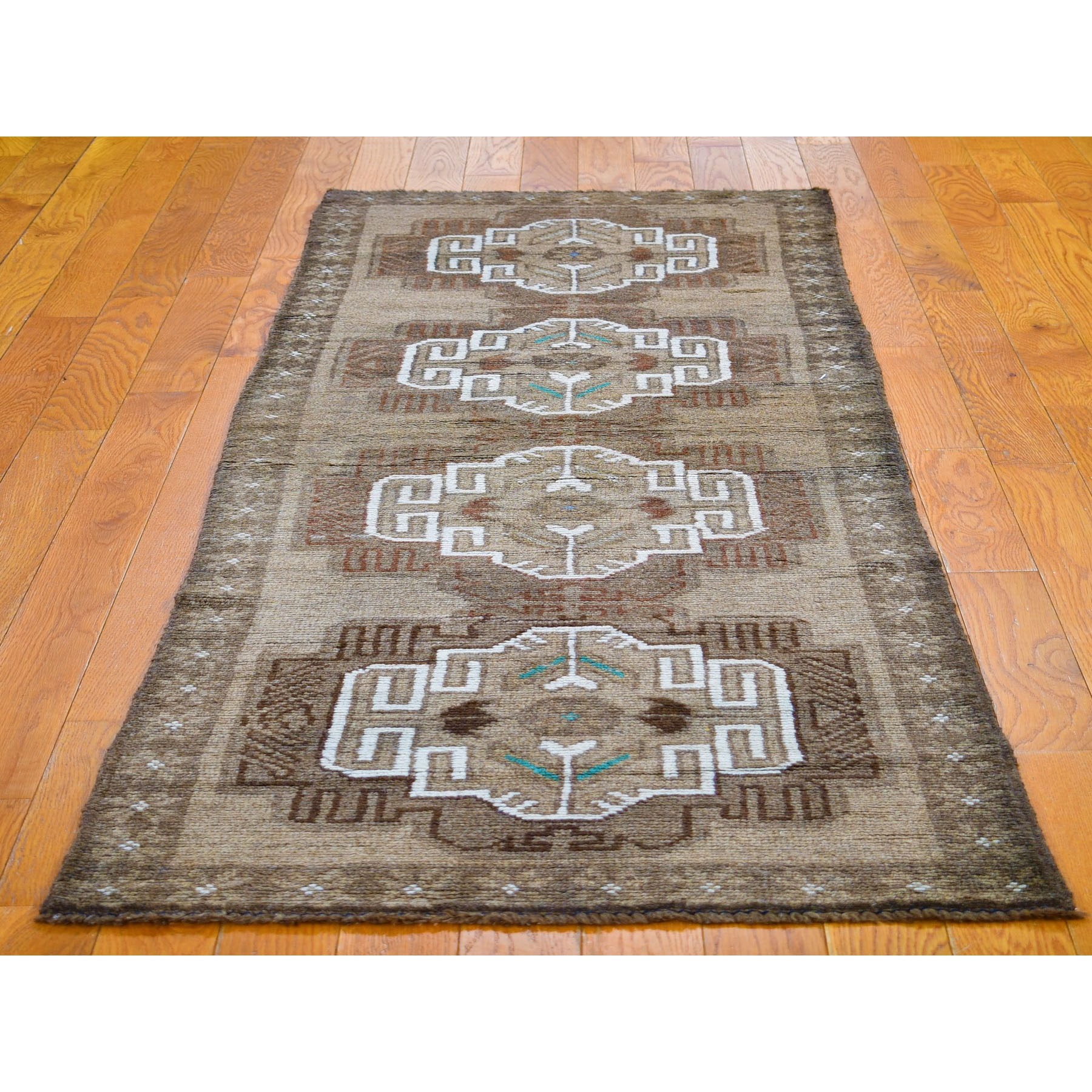 2-3 x7-6  Washed Out Afghan Baluch With Natural Colors Pure Wool Runner Hand Knotted Oriental Rug 