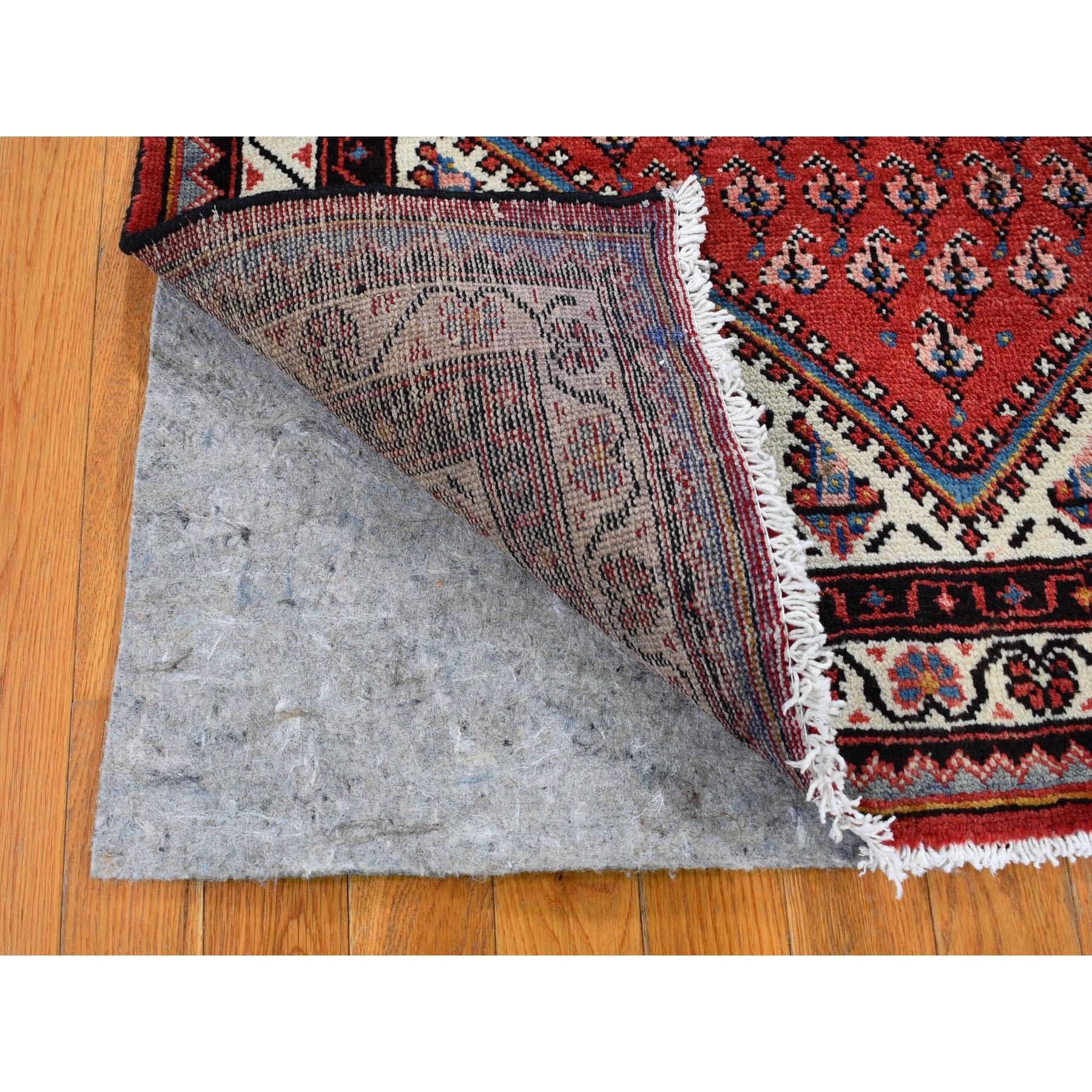 3-5 x5-2   Red Vinatge Pure Wool Sarouk Mir With Boteh Design Hand Knotted Oriental Rug 