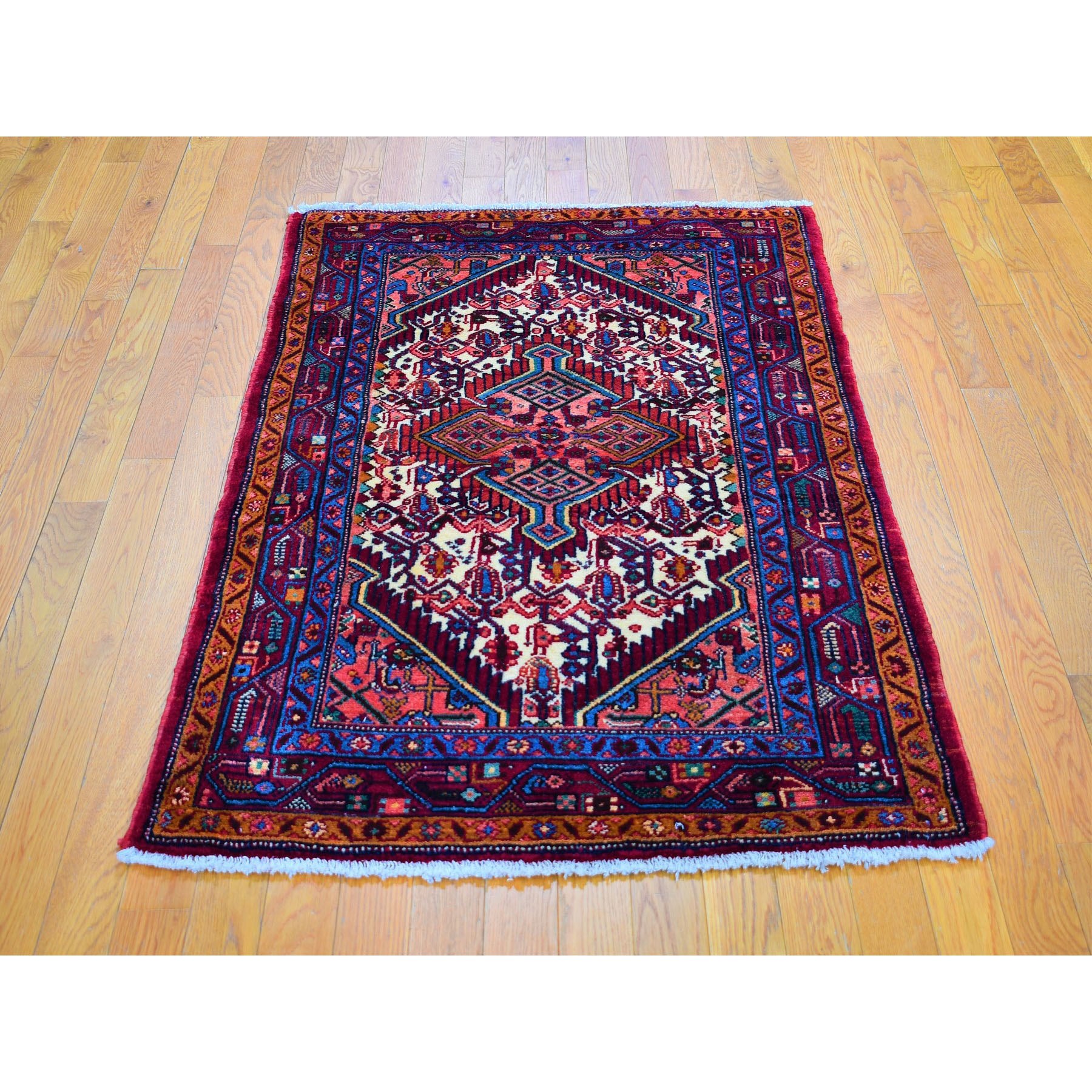 3-3 x4-10  Red New Persian Hamadan Full Pile Pure Wool Hand Knotted Oriental Rug 