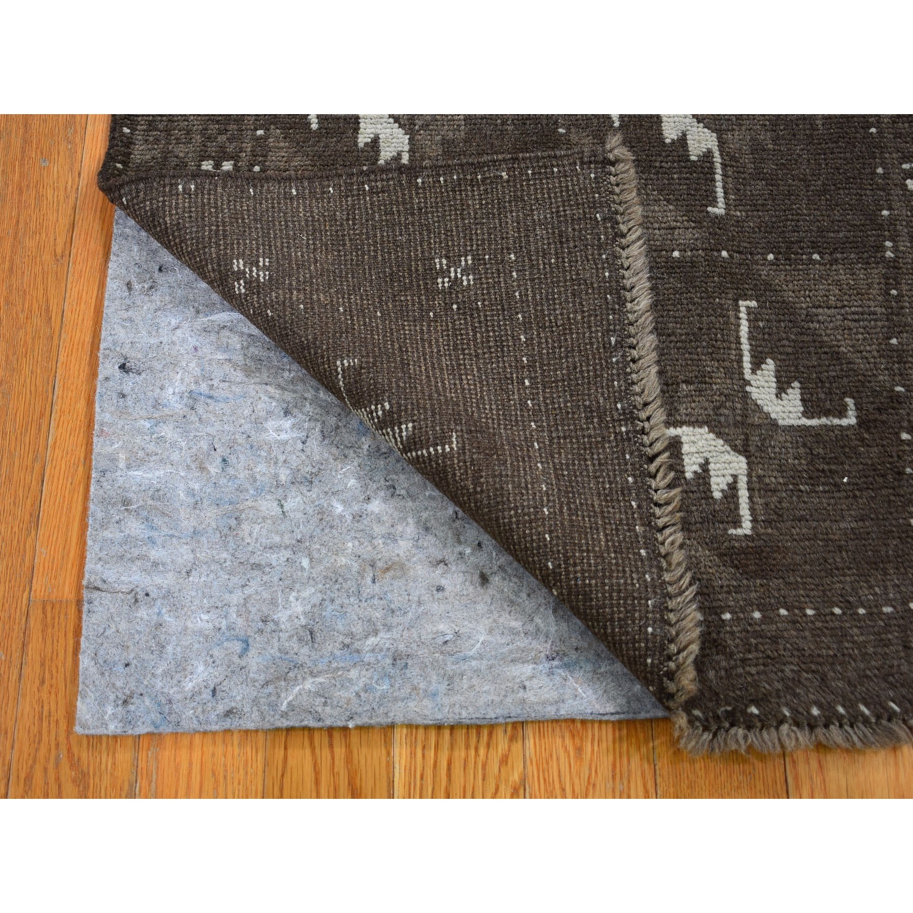 2-4 x6-7  Washed Out Afghan Baluch With Natural Colors Pure Wool Runner Hand Knotted Oriental Rug 