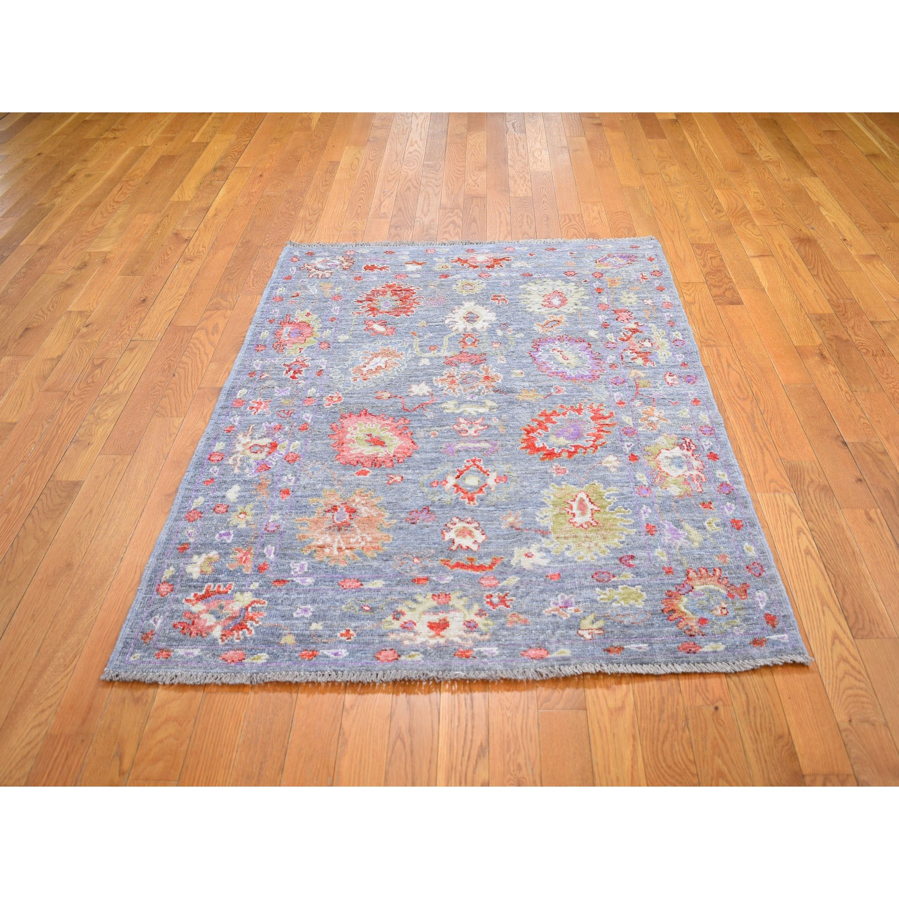 4-x6- Gray Angora Oushak With Soft Velvety Wool Hand Knotted Oriental Rug 