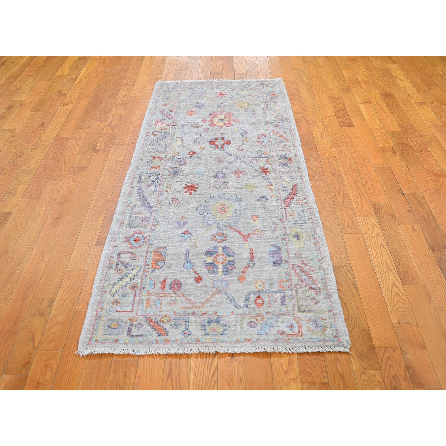 2-10 x7-7  Ivory Angora Oushak With Soft Velvety Wool Hand Knotted Runner Oriental Rug 