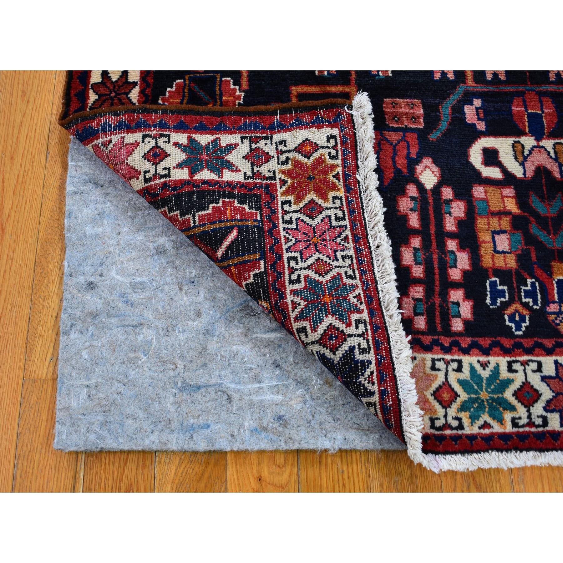 4-5 x6-9  Black New Persian Hamadan Pure Wool Hand Knotted Runner Oriental Rug 