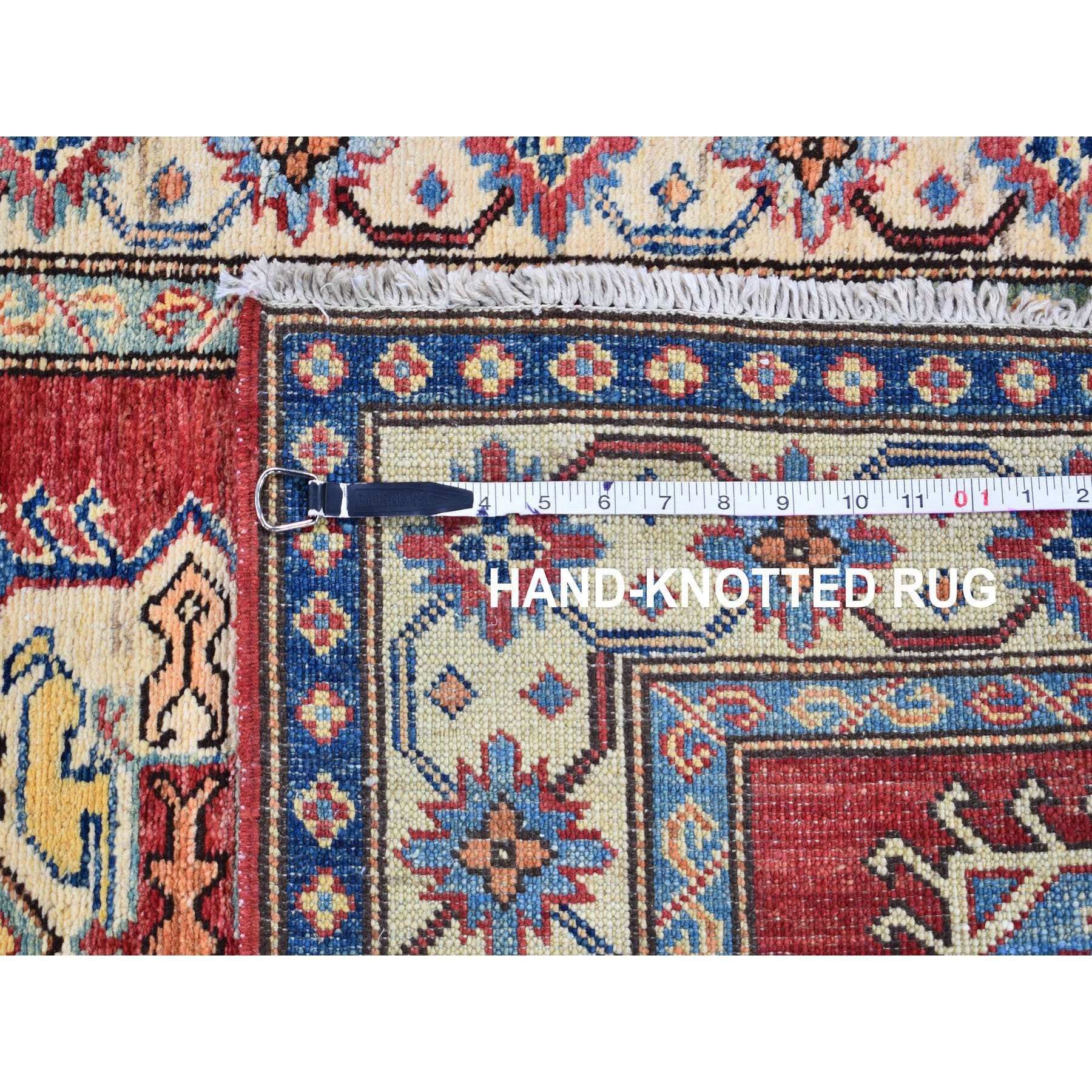 2-9 x7-5  Red Super Kazak Pure Wool Geometric Design Runner Hand Knotted Oriental Rug 