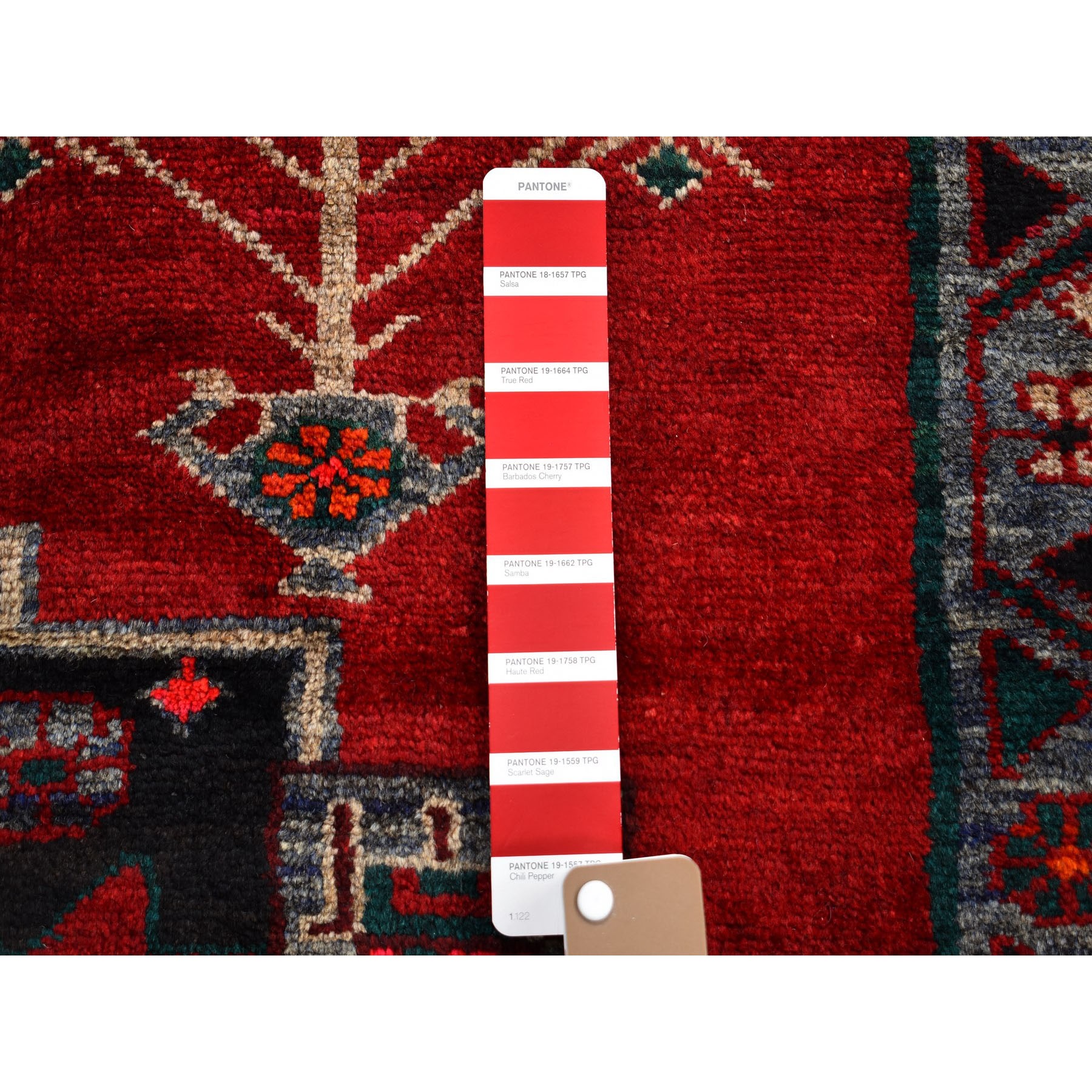 5-5 x10- Gallery Size Red Vintage Persian Hamadan Pure wool Large Elements Hand Knotted Oriental Rug 