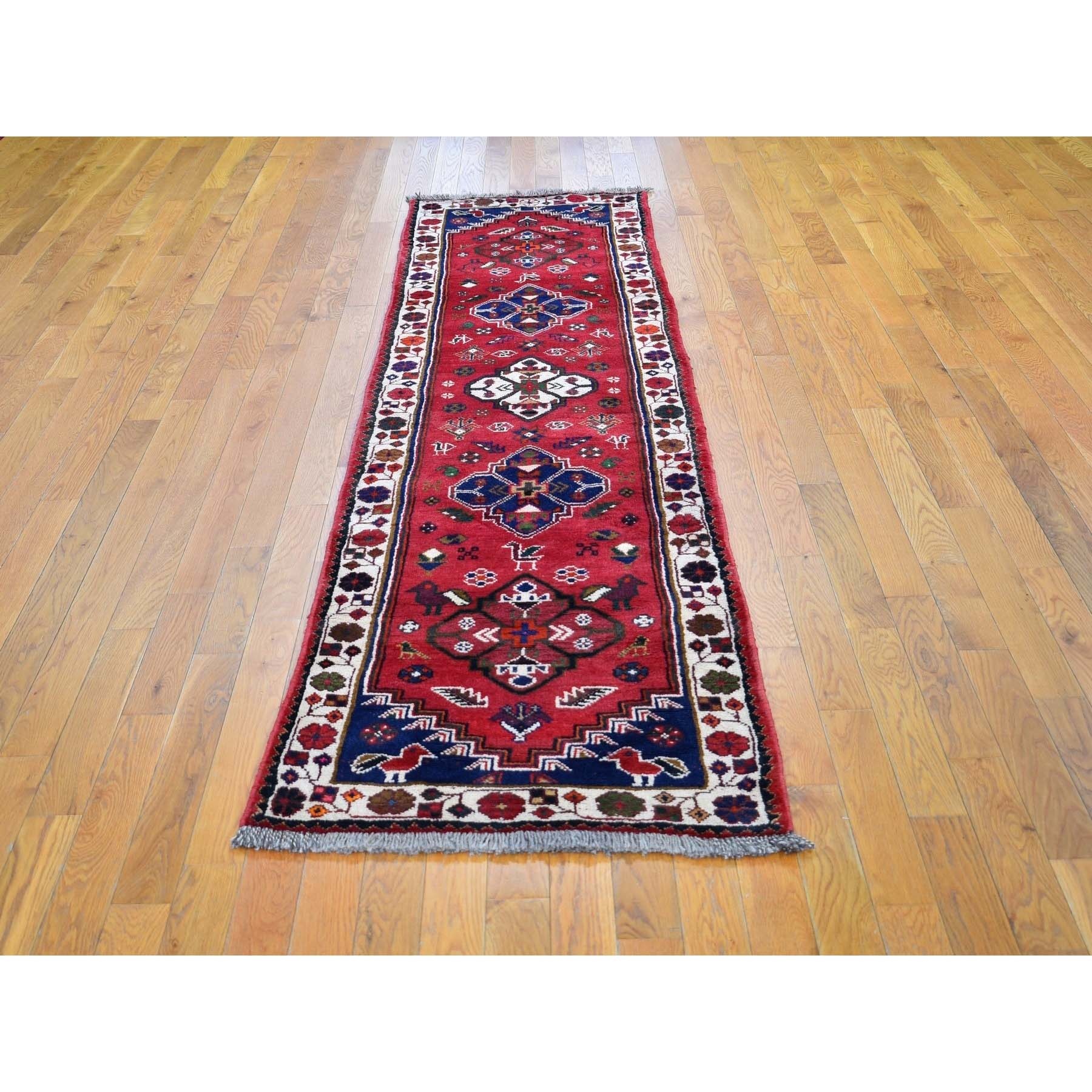 2-5 x9-4  Red New Persian Shiraz Pure Wool Runner Hand Knotted Oriental Rug 