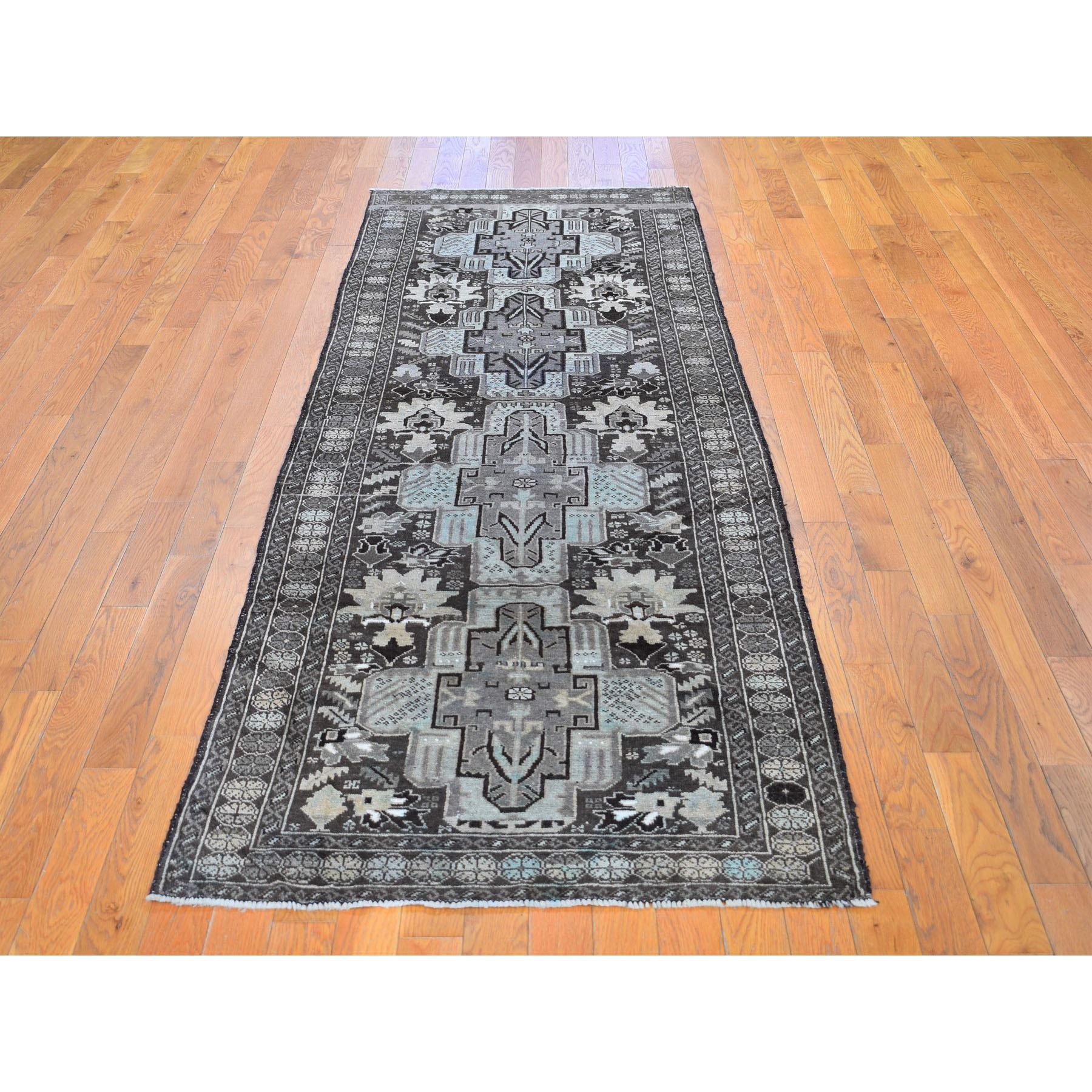 3-1 x9-1   Washed Out Afghan Baluch With Natural Colors Pure Wool Runner Hand Knotted Oriental Rug 