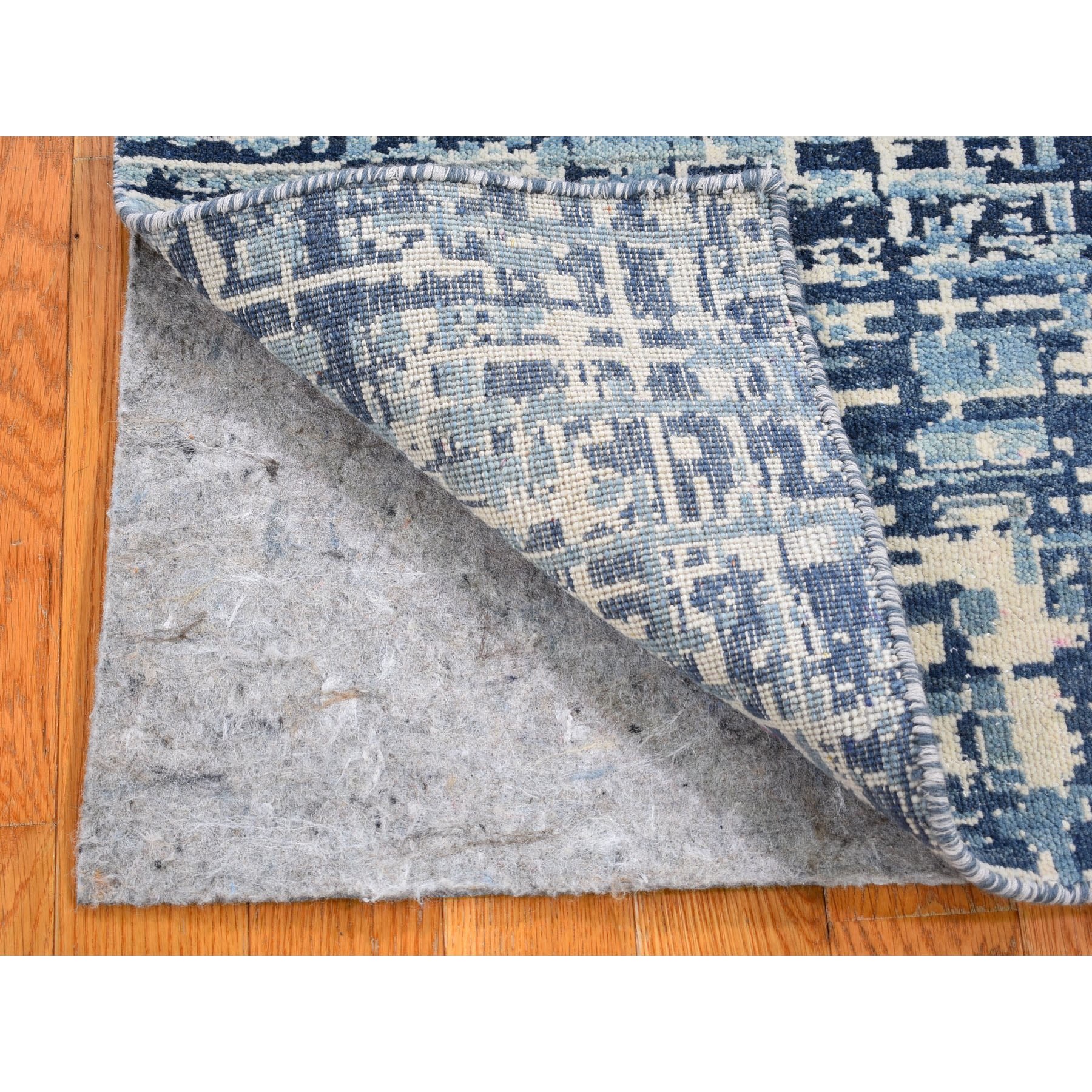 2-x3- Blue Hand Knotted Pure Wool Modern Hand Knotted Oriental Rug 