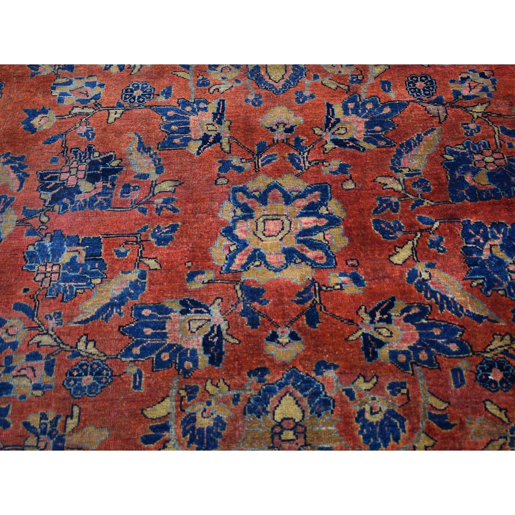 10-6 x13-  Red Antique Persian Sarouk Even Wear Clean And Soft Hand Knotted Oriental Rug 