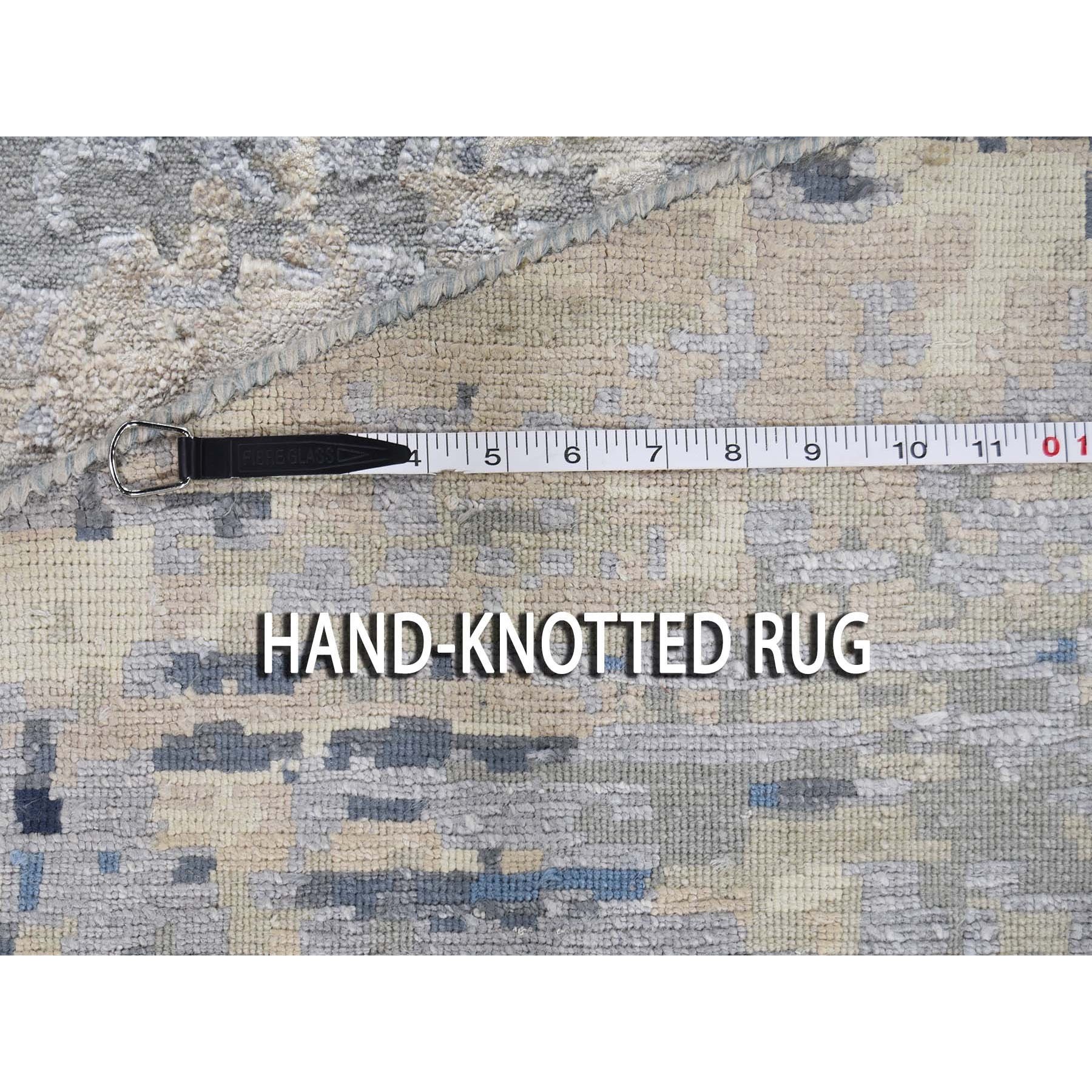8-x8- Round Broken Mosaic Design Wool And Silk Hand Knotted Oriental Rug 