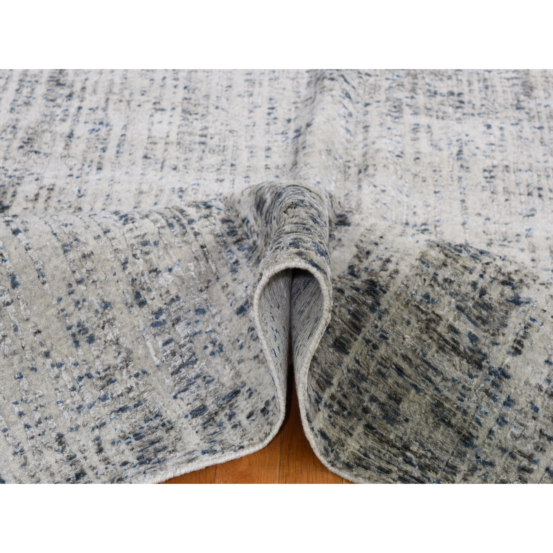 8-x9-9  Gray Fine jacquard Hand-Loomed Modern Wool And Silk Oriental Rug 