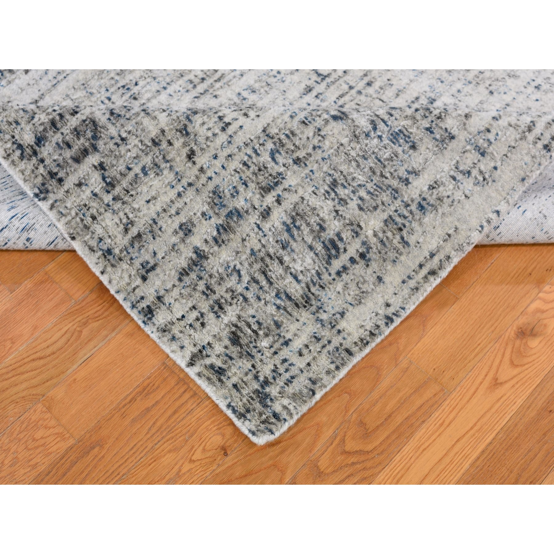 8-x9-9  Gray Fine jacquard Hand-Loomed Modern Wool And Silk Oriental Rug 