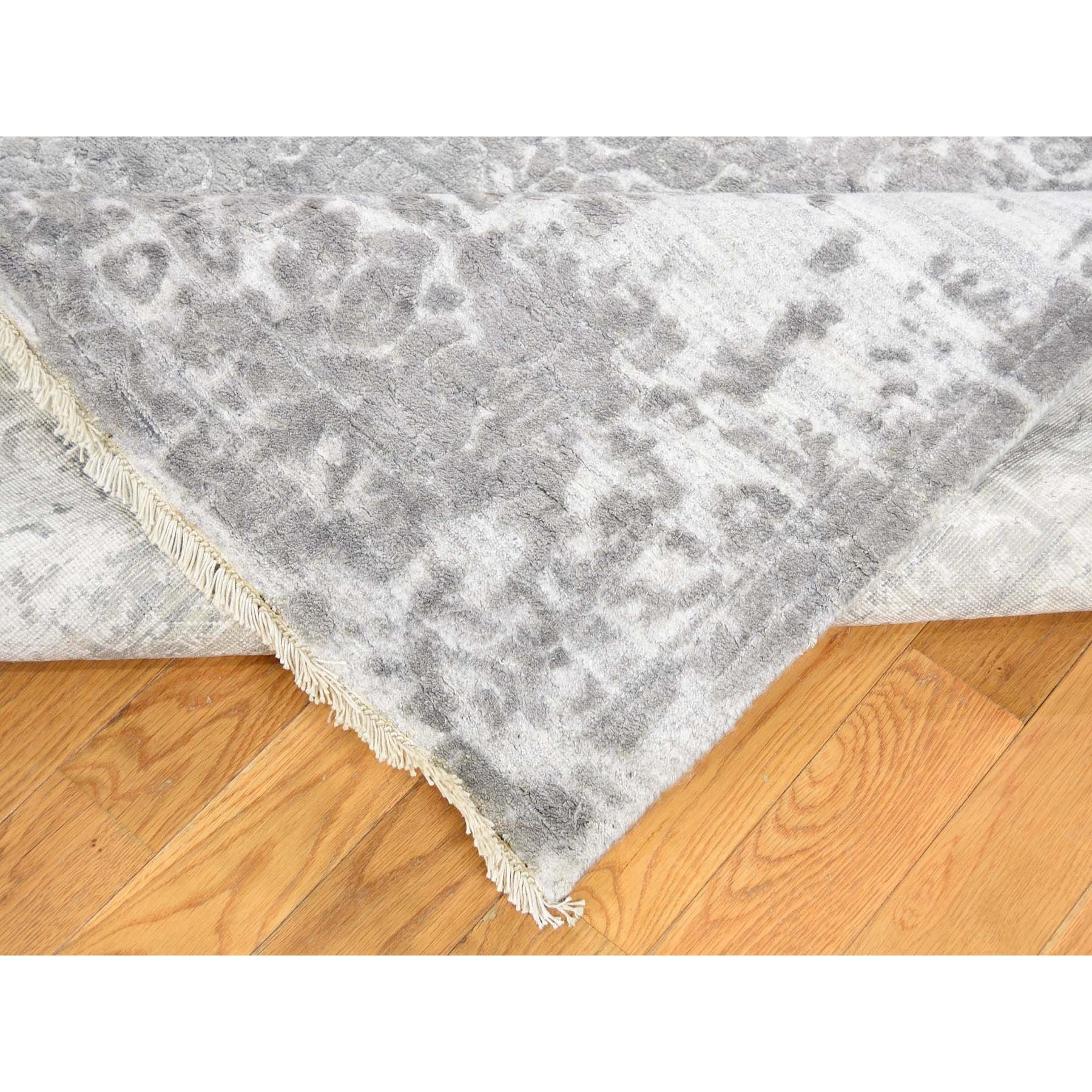 9-x12-2  Gray Broken Persian Design Wool And Pure Silk Hand Knotted Oriental Rug 