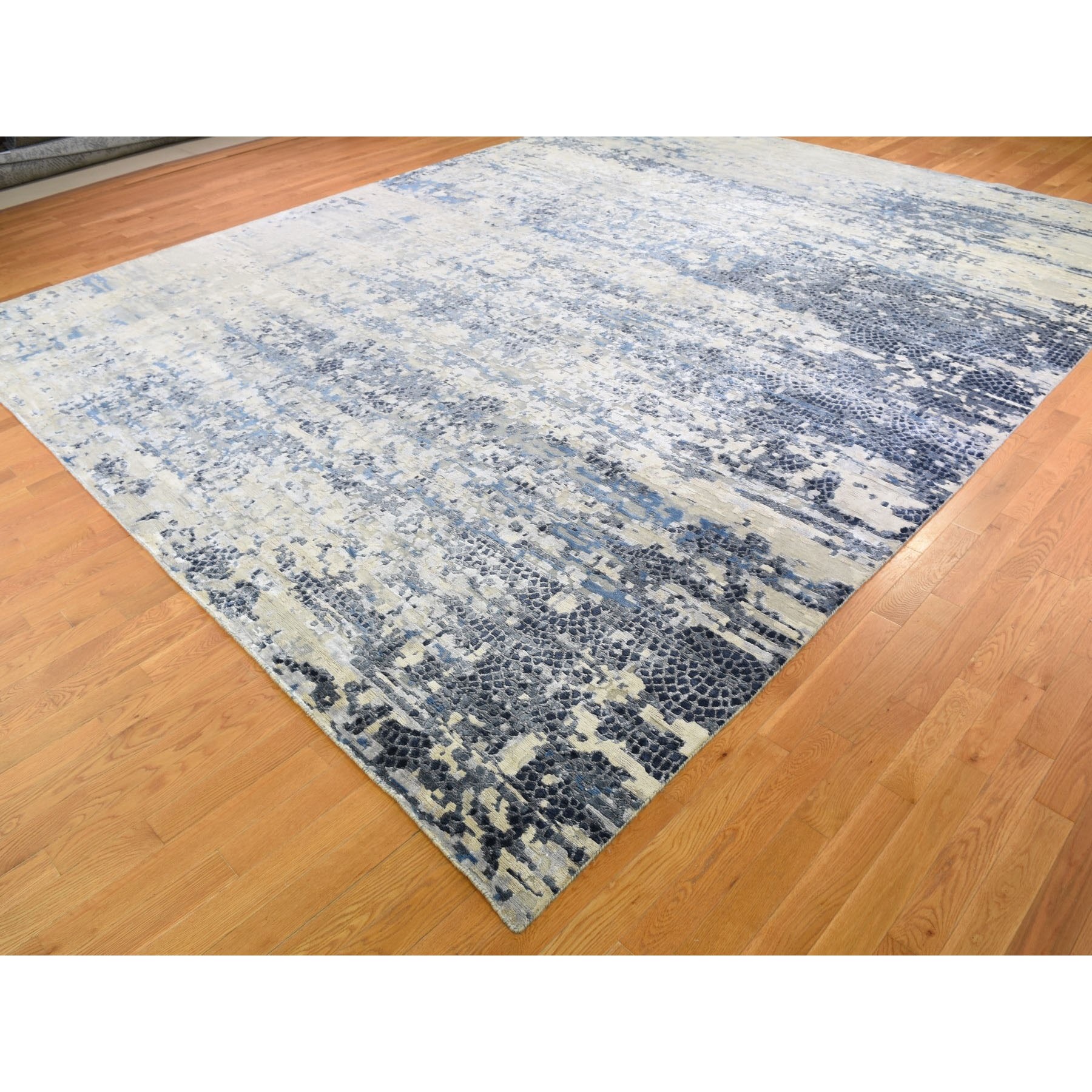 11-10 x15-3  Oversized Abstract With Mosaic Design Wool And Silk Hand Knotted Oriental Rug 