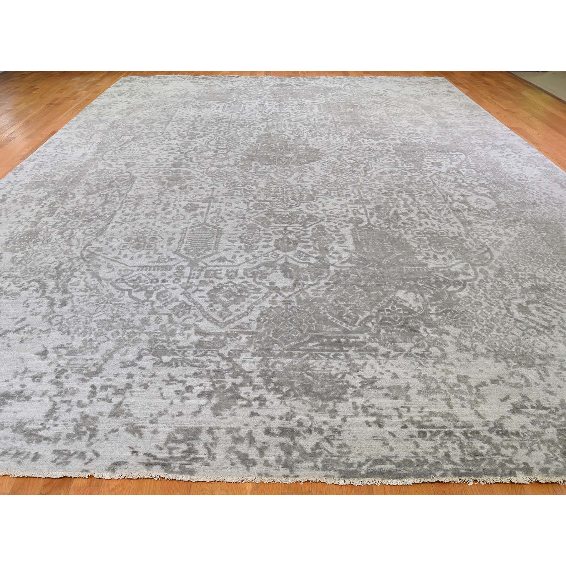 11-10 x15- Oversized Broken Persian Design Wool And Pure Silk Hand Knotted Oriental Rug 