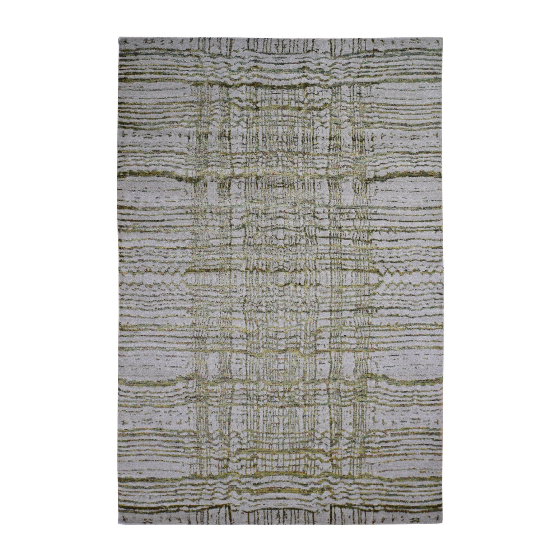 6-x8-9  Fine jacquard Hand Loomed Modern Wool And Art Silk Oriental Rug 
