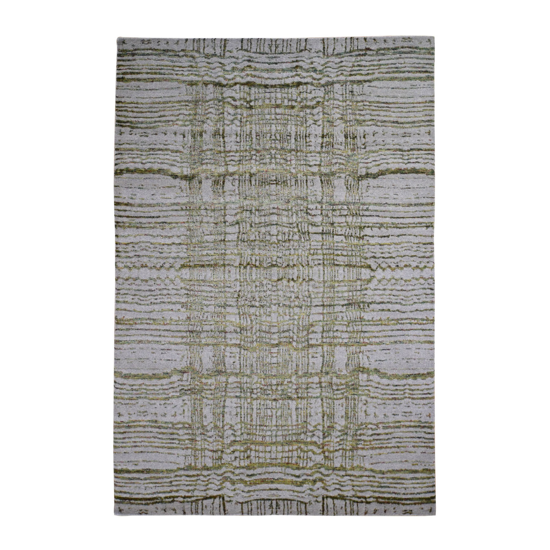 6-x8-9   Fine jacquard Hand Loomed Modern Wool And Art Silk Oriental Rug 