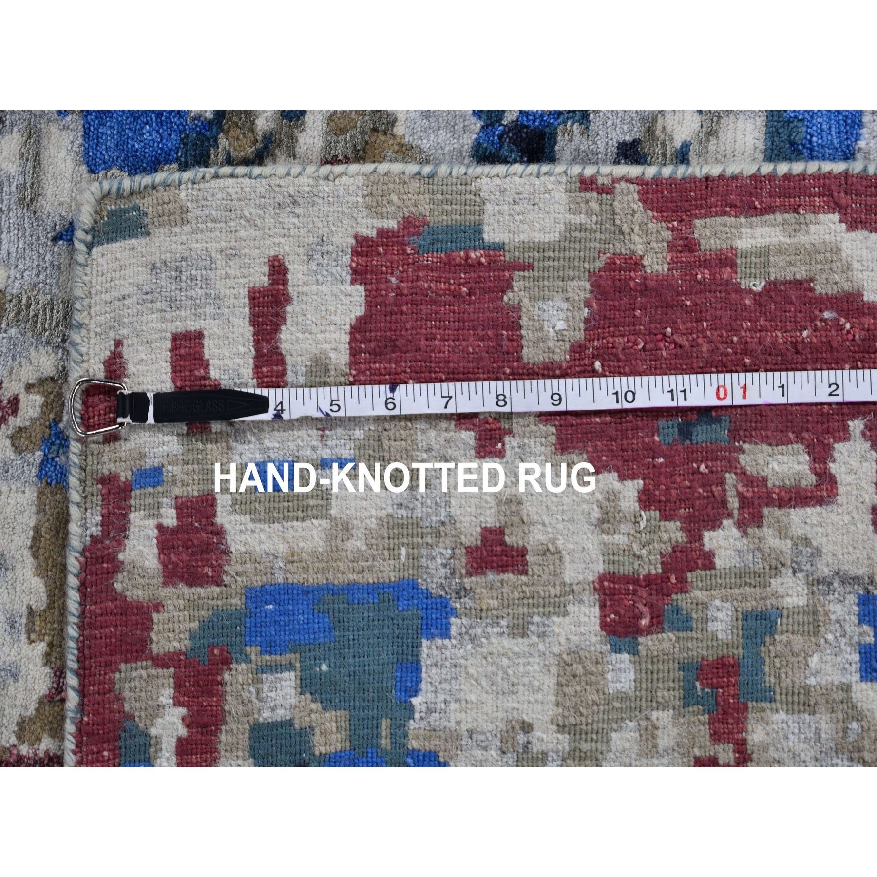 9-x12- Blue Abstract Design Wool And Silk Hand Knotted Oriental Rug 