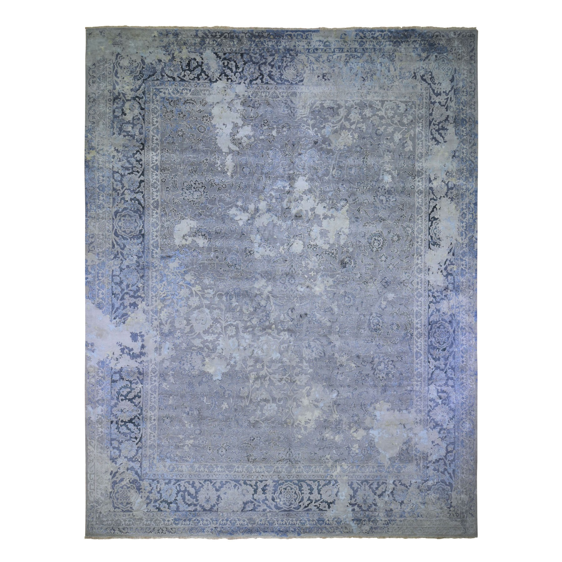 12'1"X15'1" Oversized Gray Broken Persian Design Wool With Pure Silk Hand Knotted Oriental Rug moad9ceb