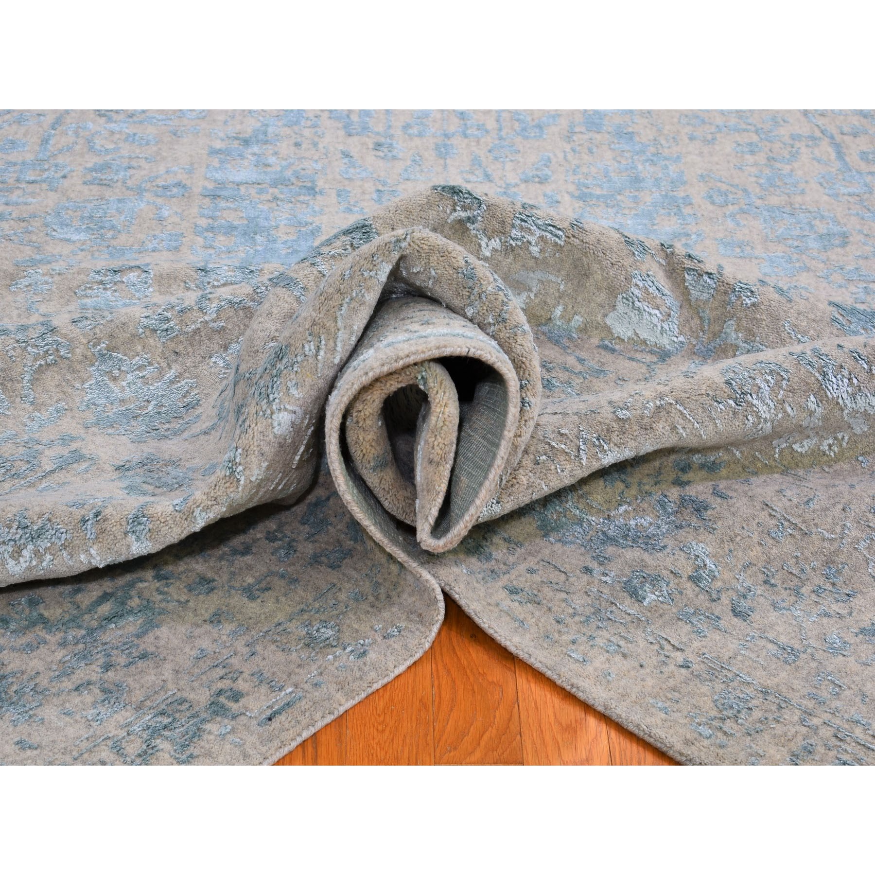 11-8 x15-1  Oversized Glacier Broken Cypress Tree Design Wool And Art Silk Thick Hand Loomed Oriental Rug 