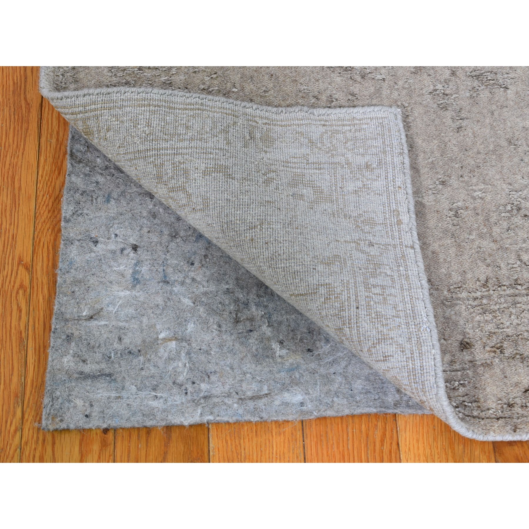9-10 x14-1  Taupe Fine Jacquard Hand Loomed Modern Wool And Art Silk Oriental Rug 