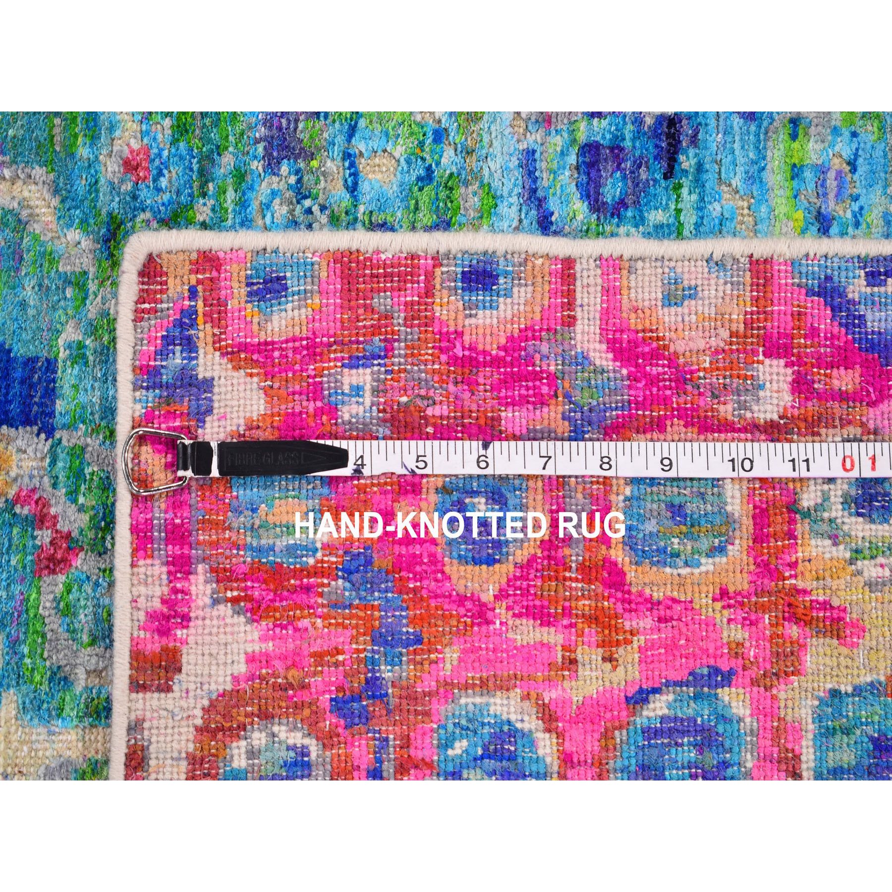 8-x10-3  THE PEACOCK, Sari Silk Colorful Hand Knotted Oriental Rug 