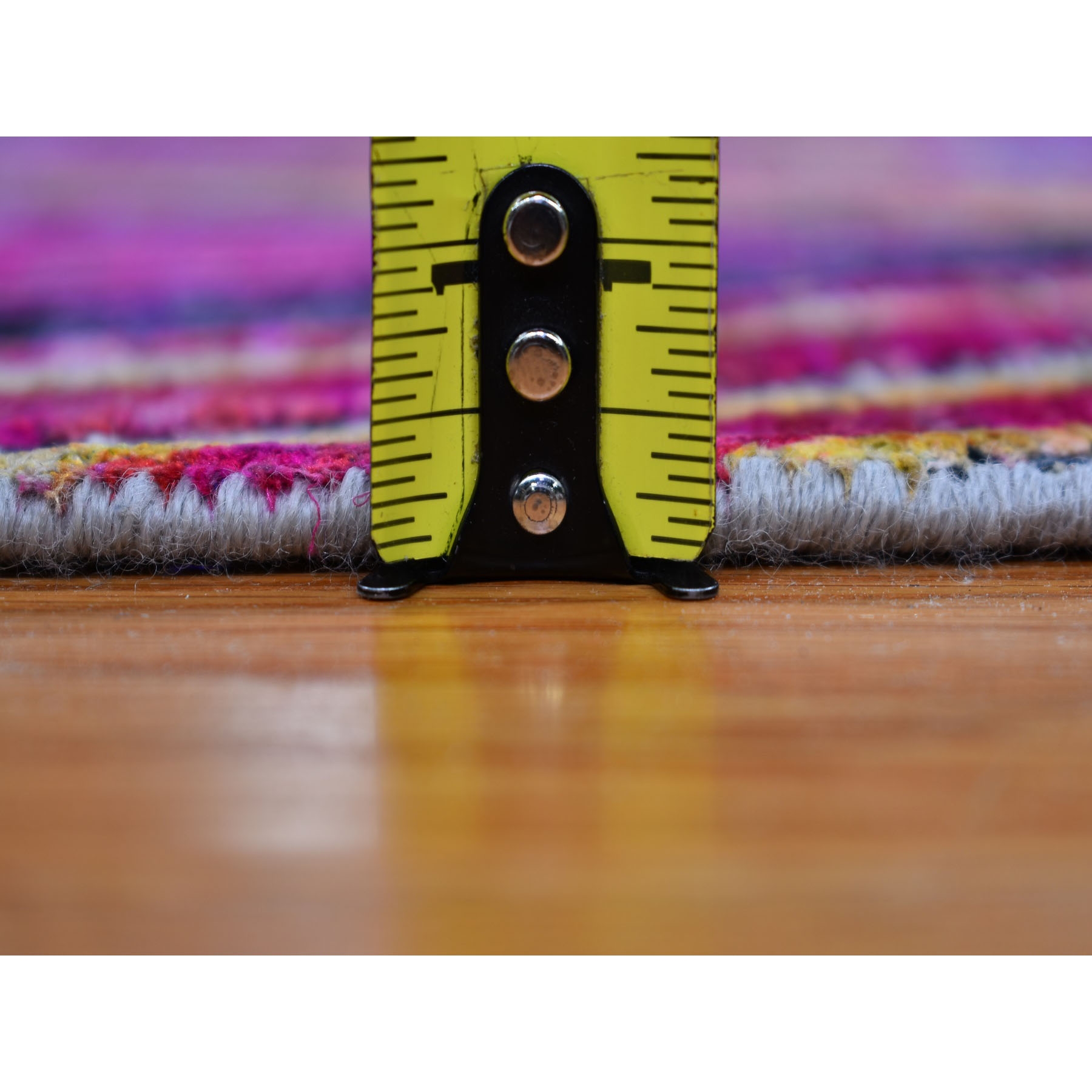 3-x10-2  Chevron Design Sari Silk With Textured Wool Hand Knotted Runner Oriental Rug 